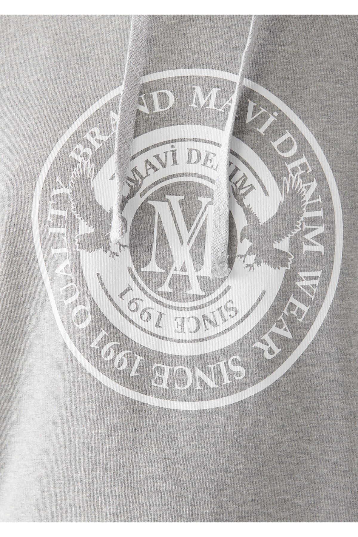 Mühür Logo Baskılı Kapüşonlu Gri Sweatshirt 065169-34686