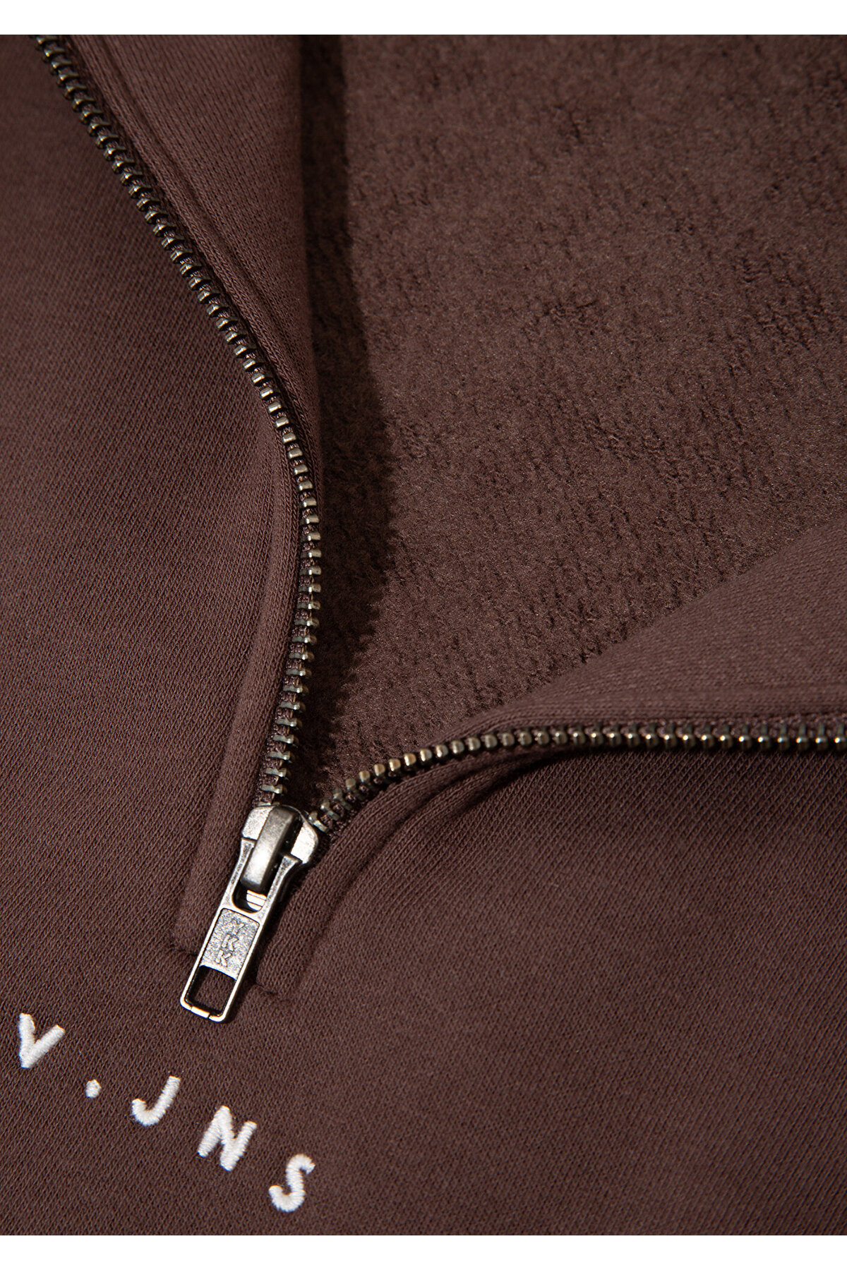 MVJNS Nakışlı Yarı Fermuarlı Kahverengi Sweatshirt 1S10533-71603