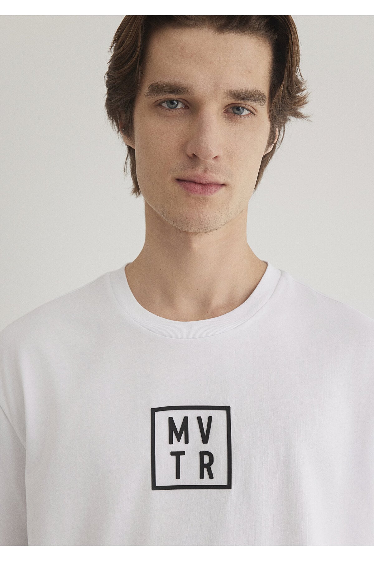 MVTR Baskılı Beyaz Tişört Loose Fit / Bol Rahat Kesim 0612004-620