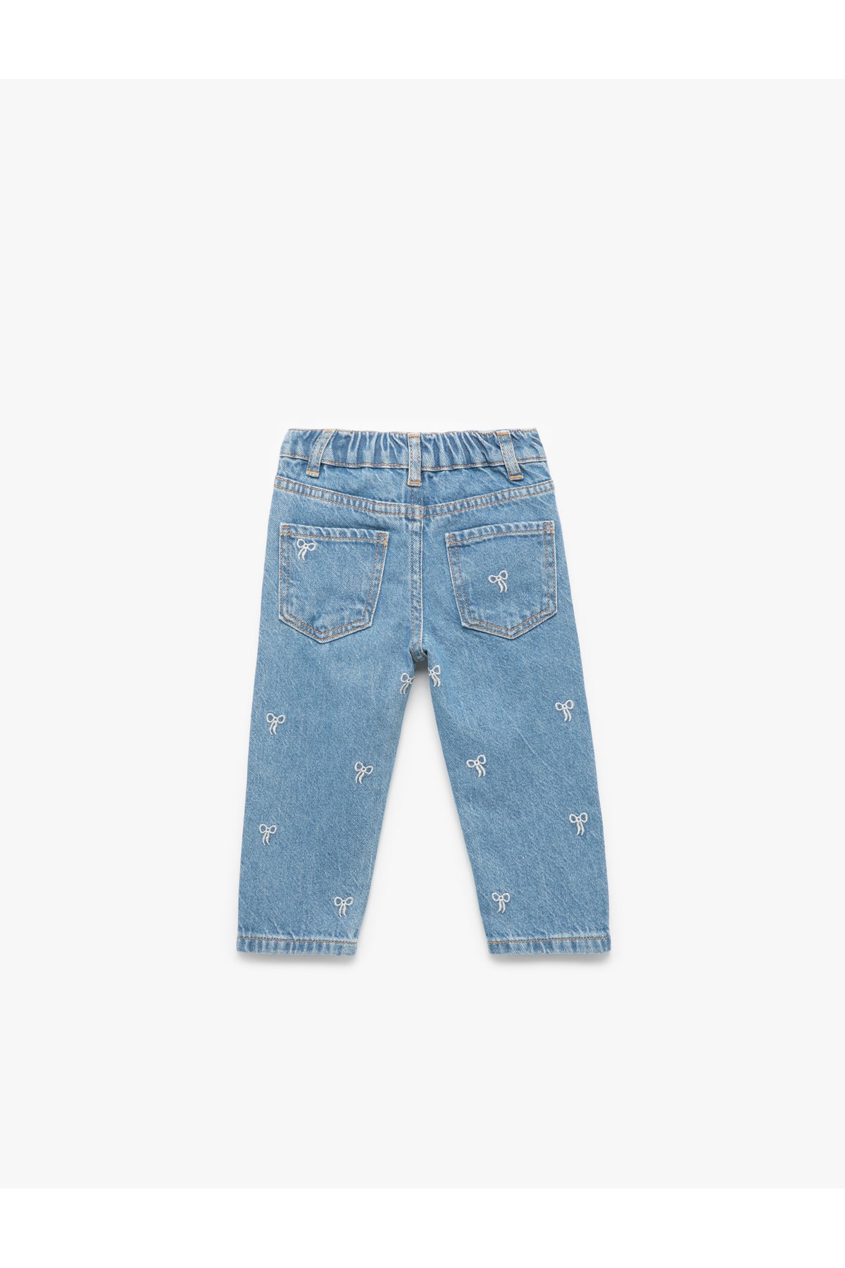 Nakış Detaylı Cepli Pamuklu Denim Pantolon