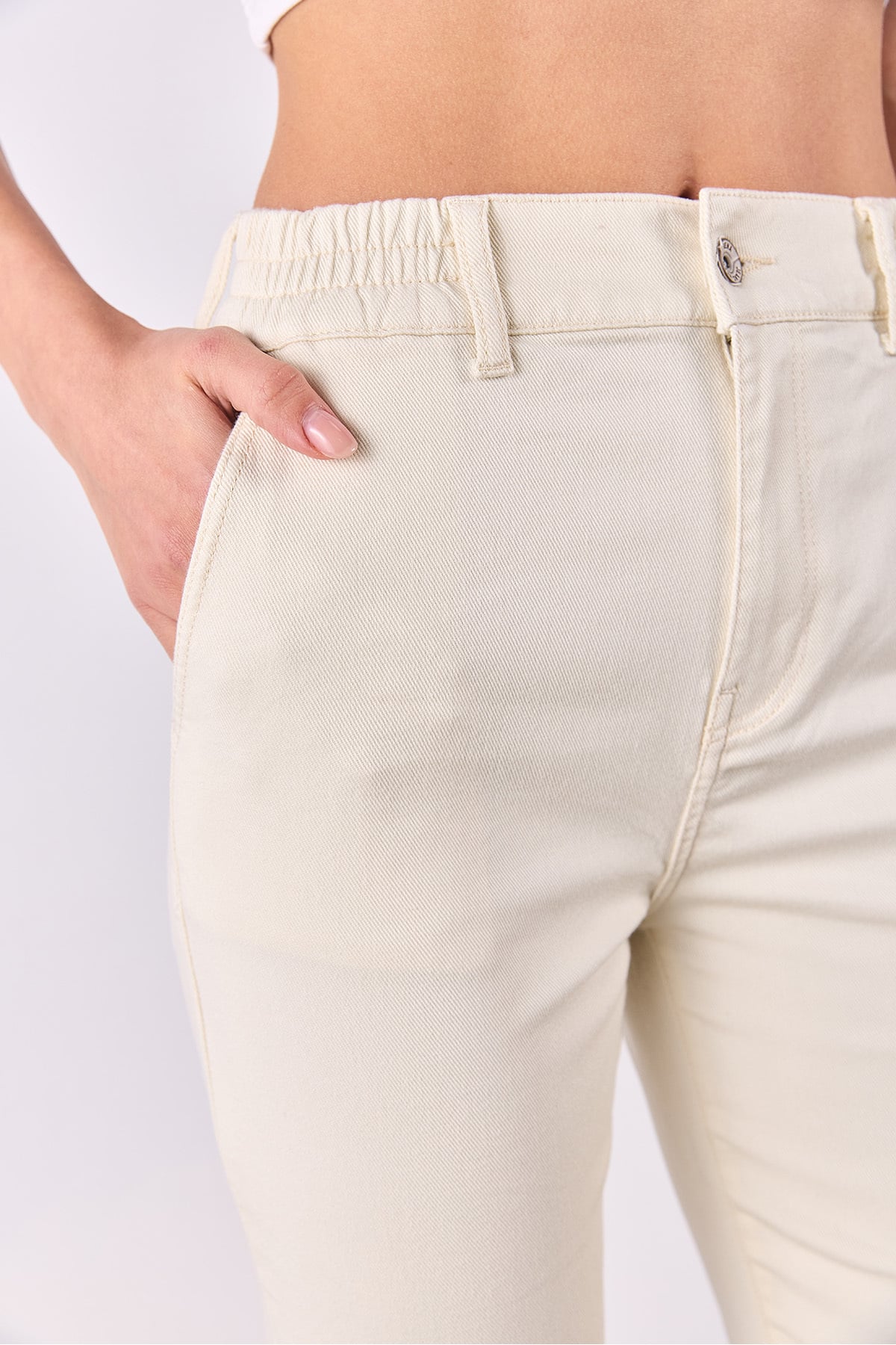 Norah Beli Lastikli Renkli Jean Pantolon - KEMİK