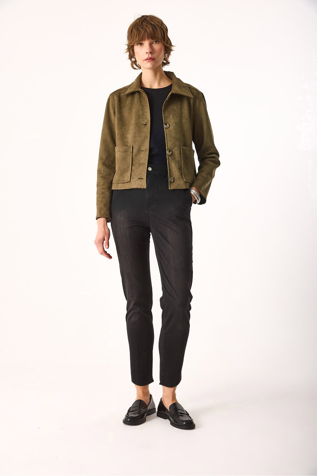 Norah Black Beli Lastikli Jean Pantolon-Black