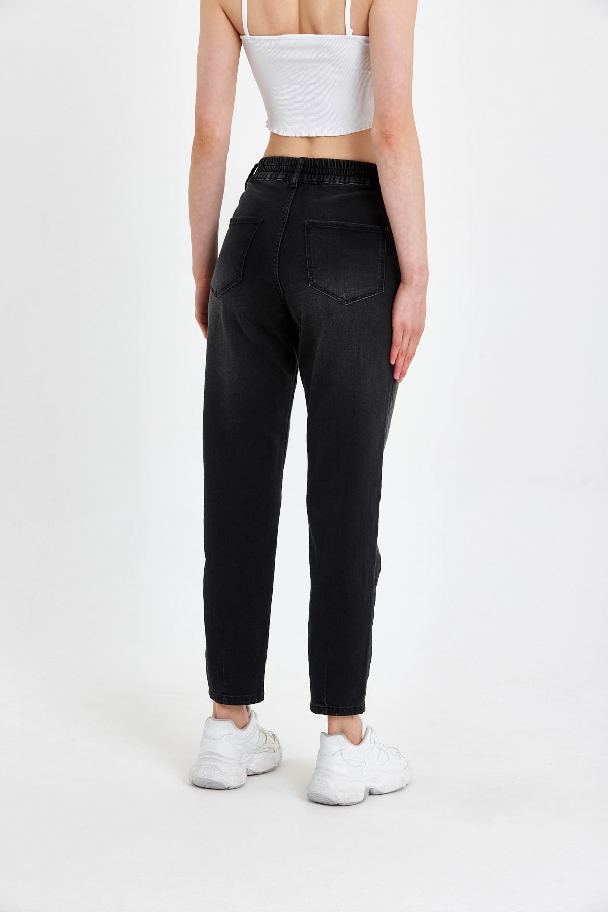Norah Black Beli Lastikli Jean Pantolon(TENCEL)(TM) - BLACK