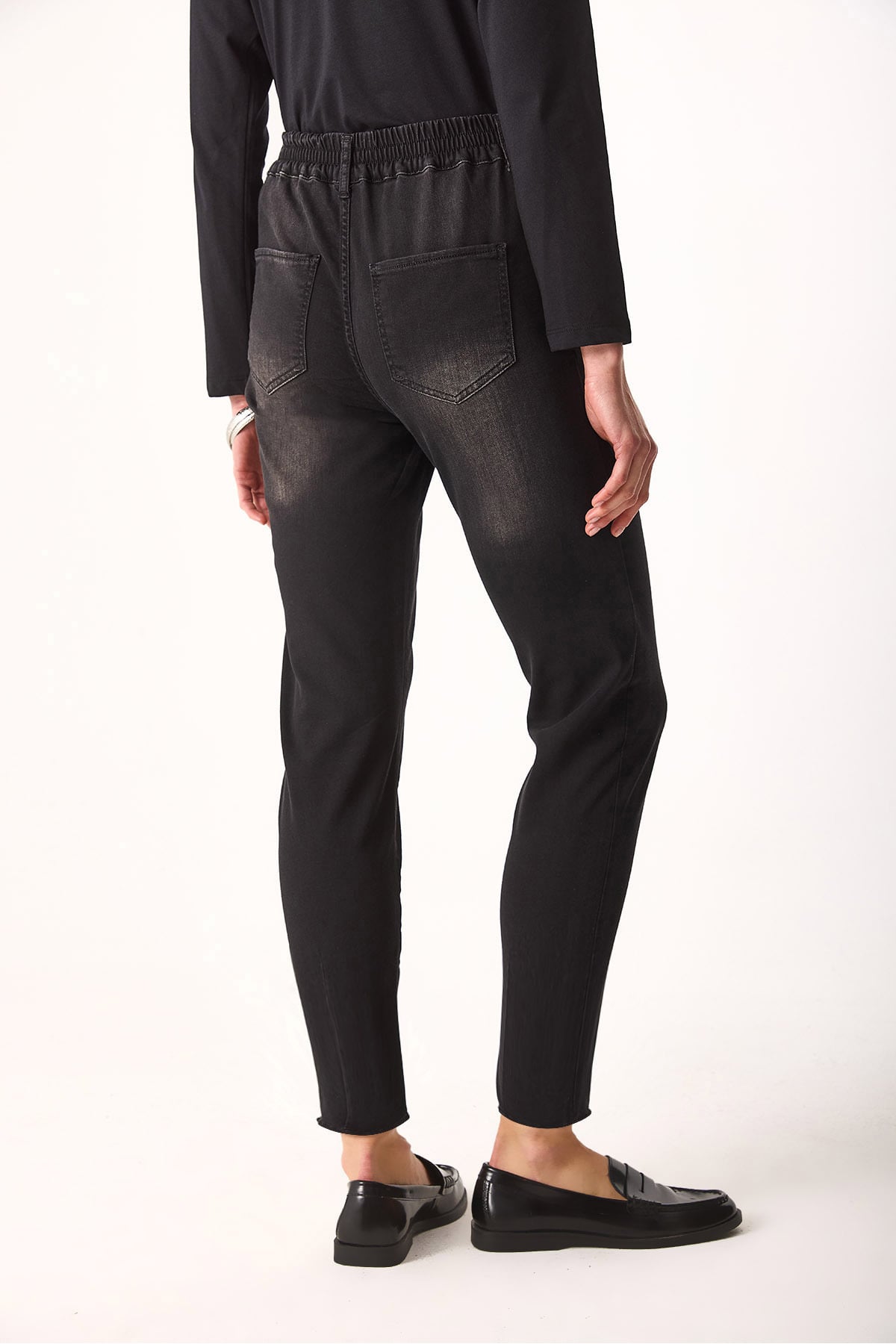 Norah Black Beli Lastikli Jean Pantolon-Black