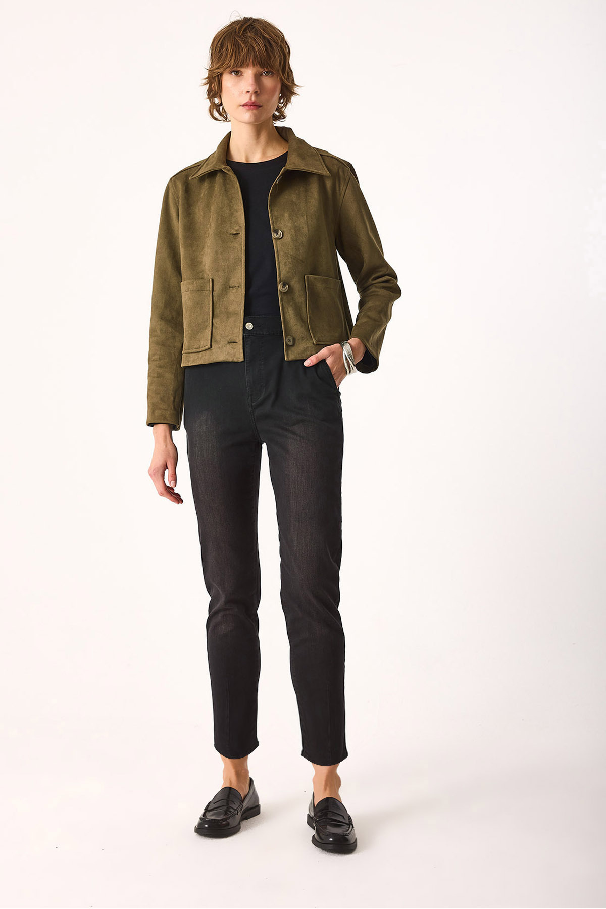 Norah Black Beli Lastikli Jean Pantolon-Black