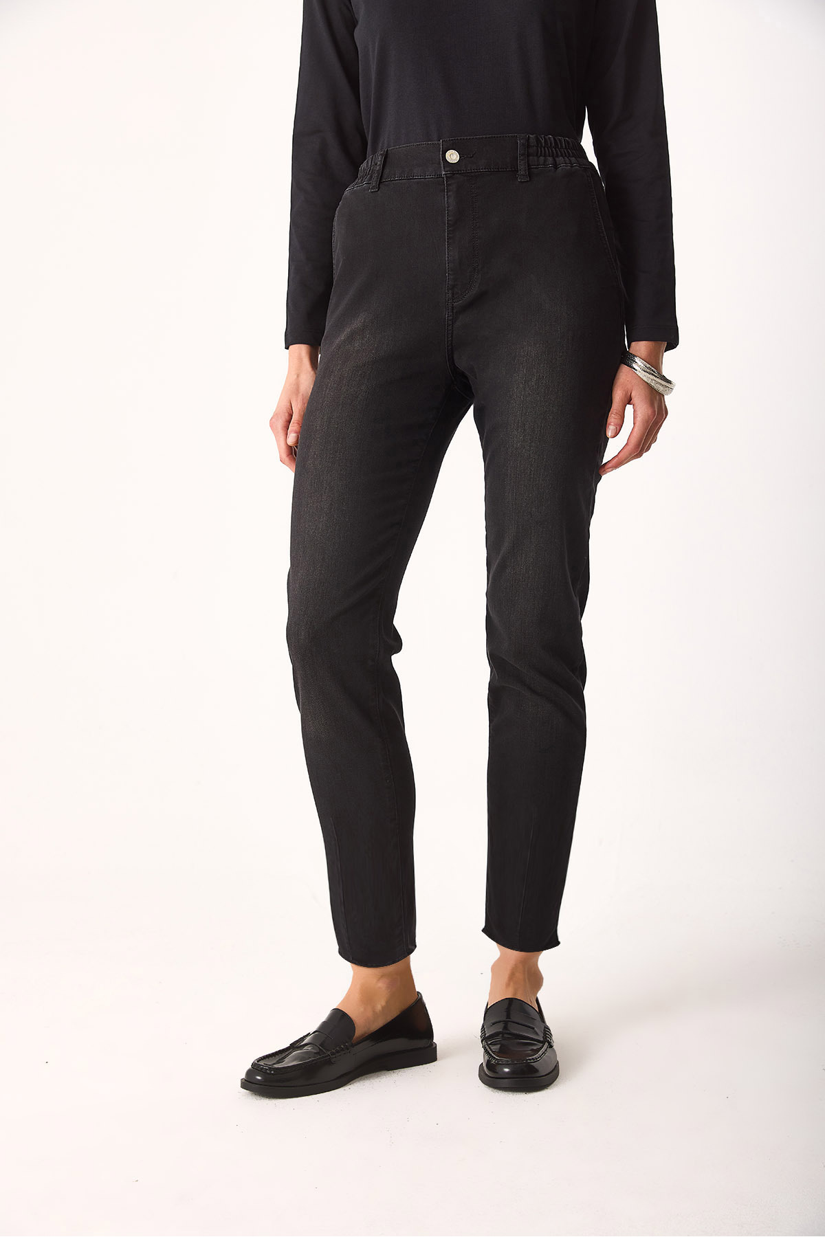 Norah Black Beli Lastikli Jean Pantolon-Black