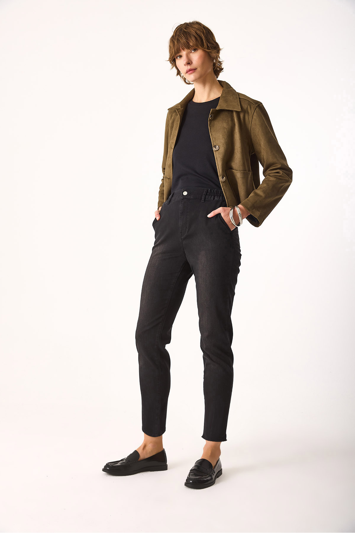 Norah Black Beli Lastikli Jean Pantolon-Black
