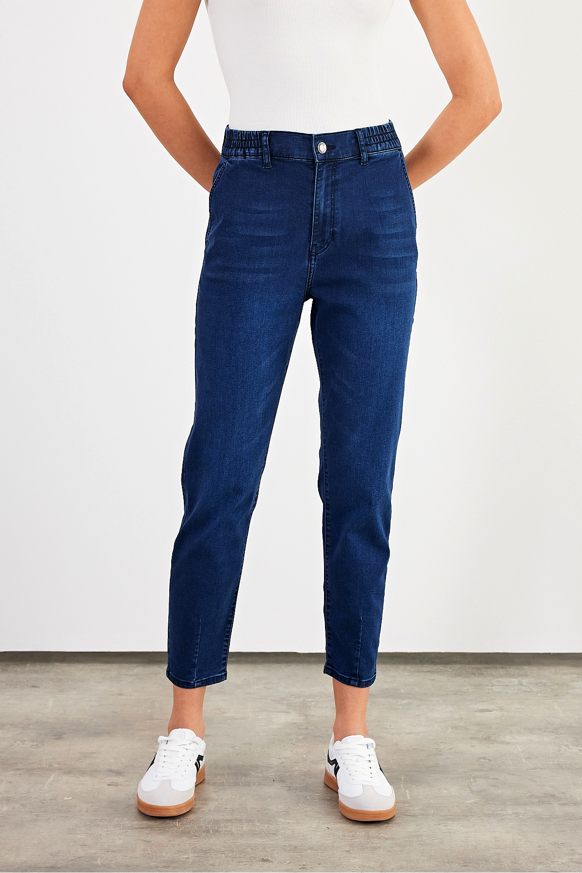 Norah Blue Black Beli Lastikli Jean Pantolon (Lyocell) - BLUE BLACK