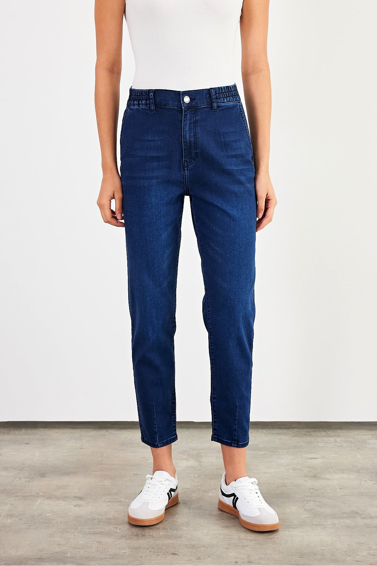 Norah Blue Black Beli Lastikli Jean Pantolon (Lyocell) - BLUE BLACK