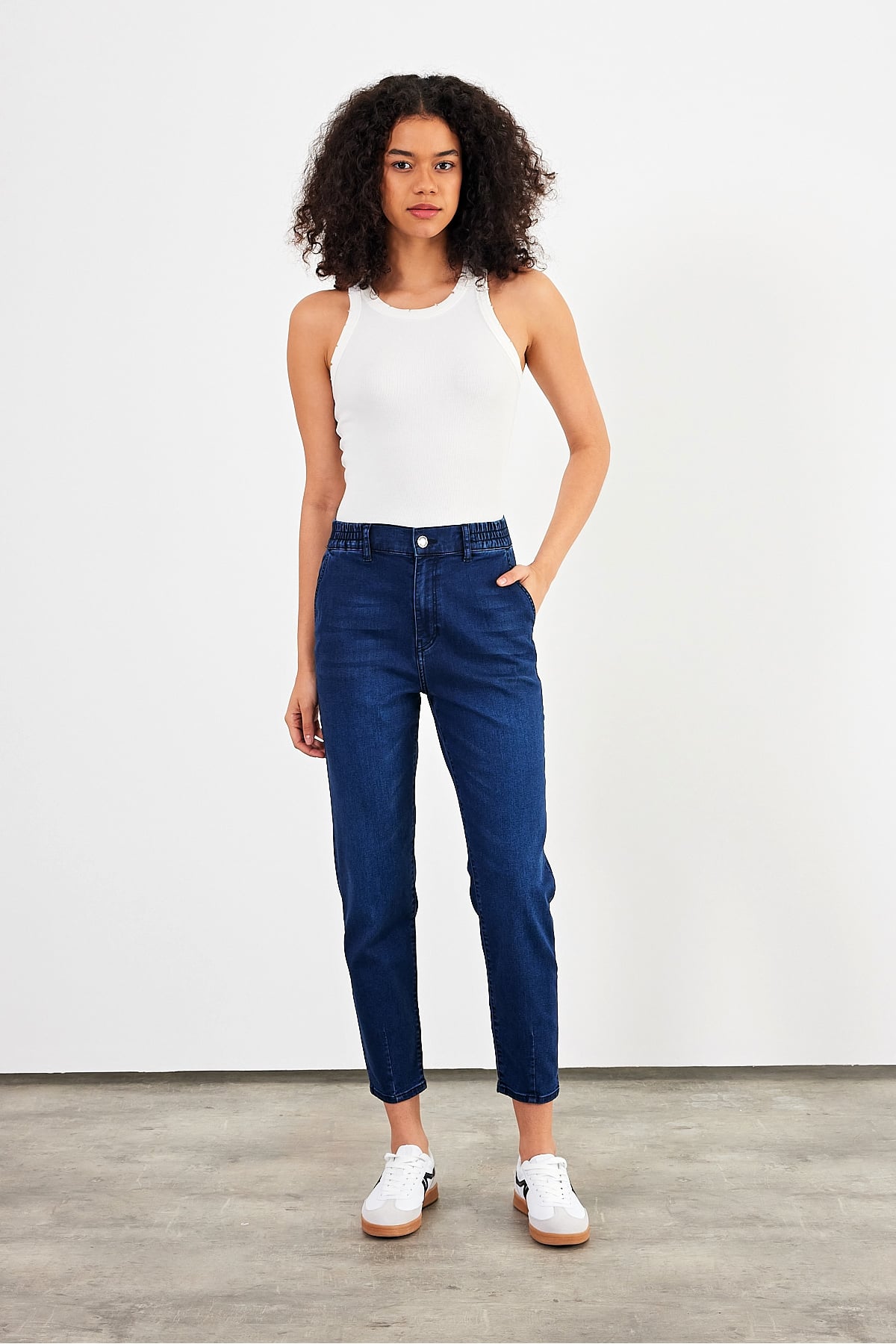 Norah Blue Black Beli Lastikli Jean Pantolon (Lyocell) - BLUE BLACK