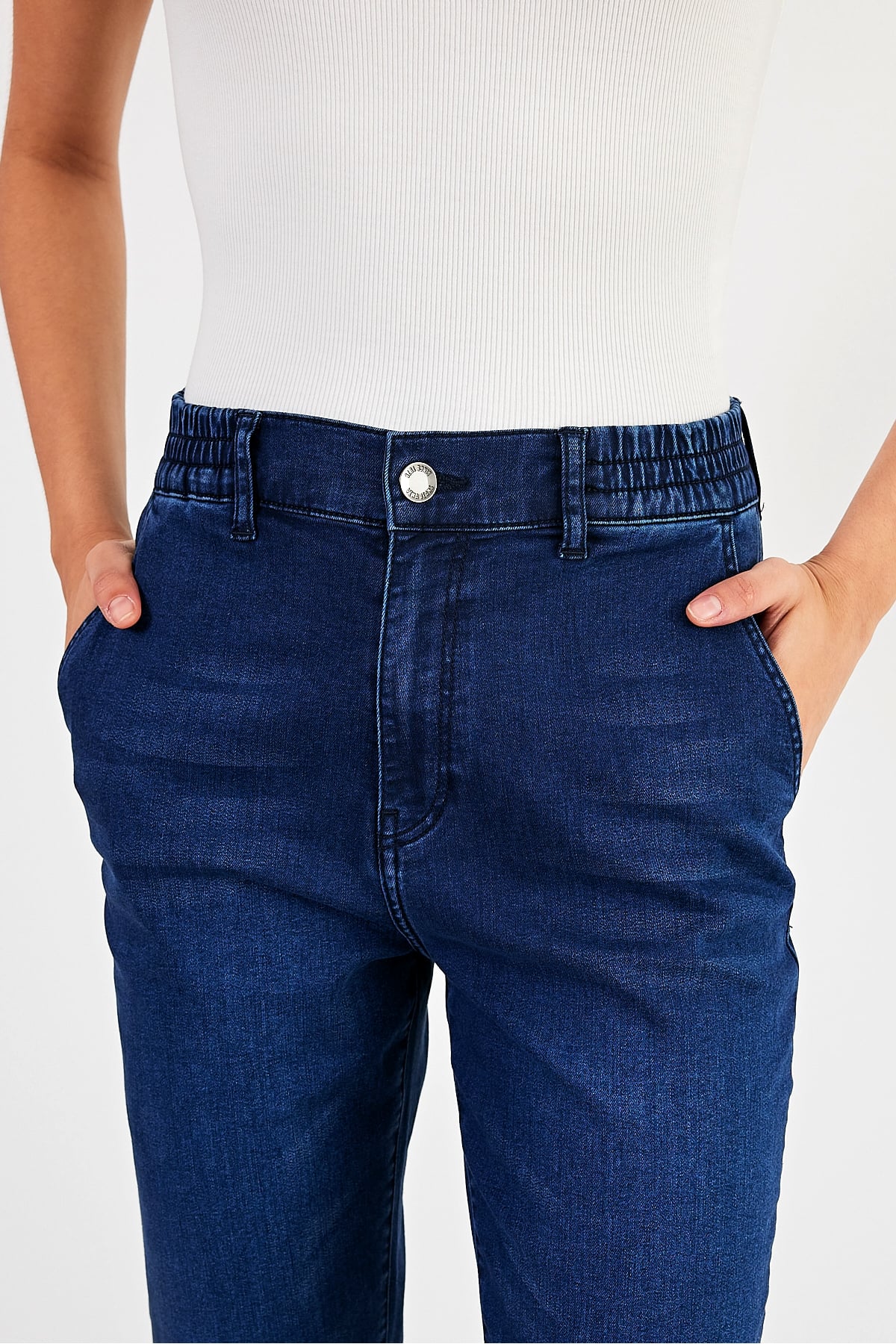 Norah Blue Black Beli Lastikli Jean Pantolon (Lyocell) - BLUE BLACK