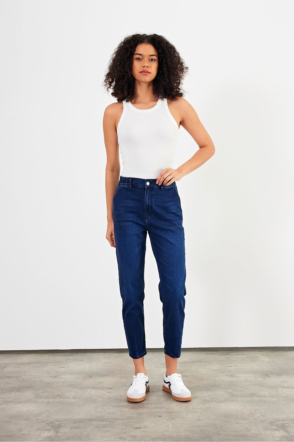 Norah Blue Black Beli Lastikli Jean Pantolon (Lyocell) - BLUE BLACK
