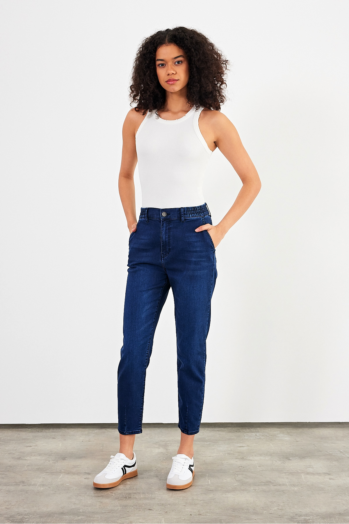 Norah Blue Black Beli Lastikli Jean Pantolon (Lyocell) - BLUE BLACK