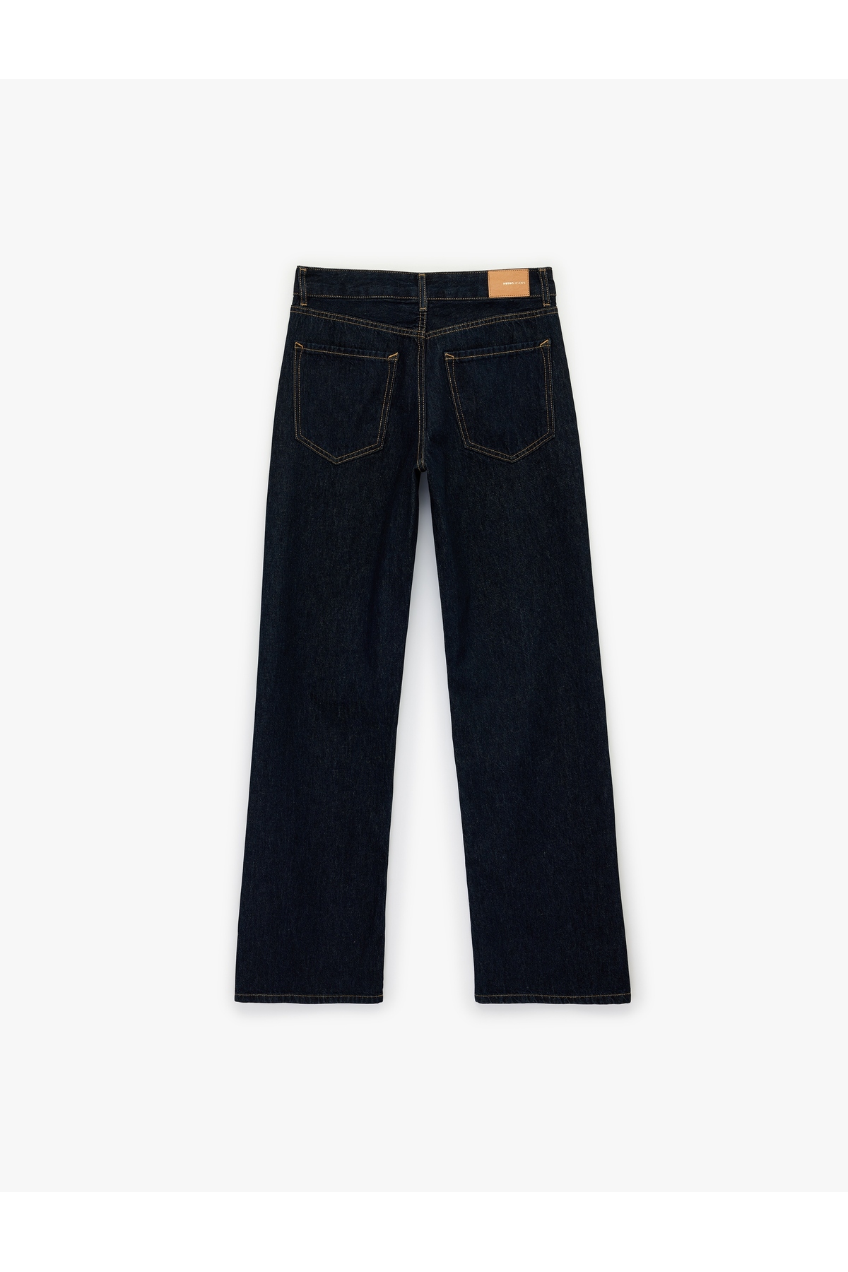 Normal Bel Cepli Düğmeli Düz Paça Pamuklu Denim Pantolon - Straight Fit Jean