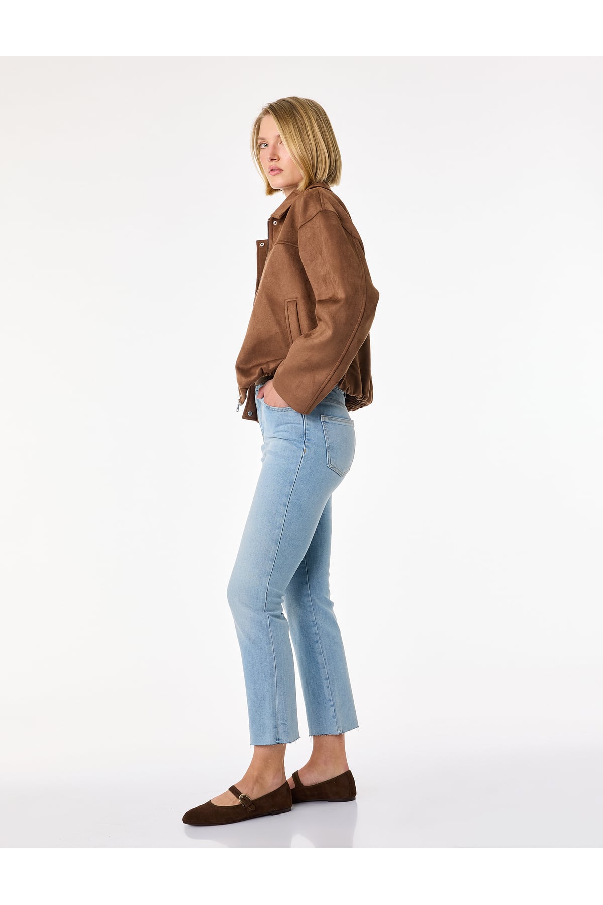 Normal Bel Dar Kesim Düğmeli Pamuklu İspanyol Paça Denim Pantolon - Flare Jeans