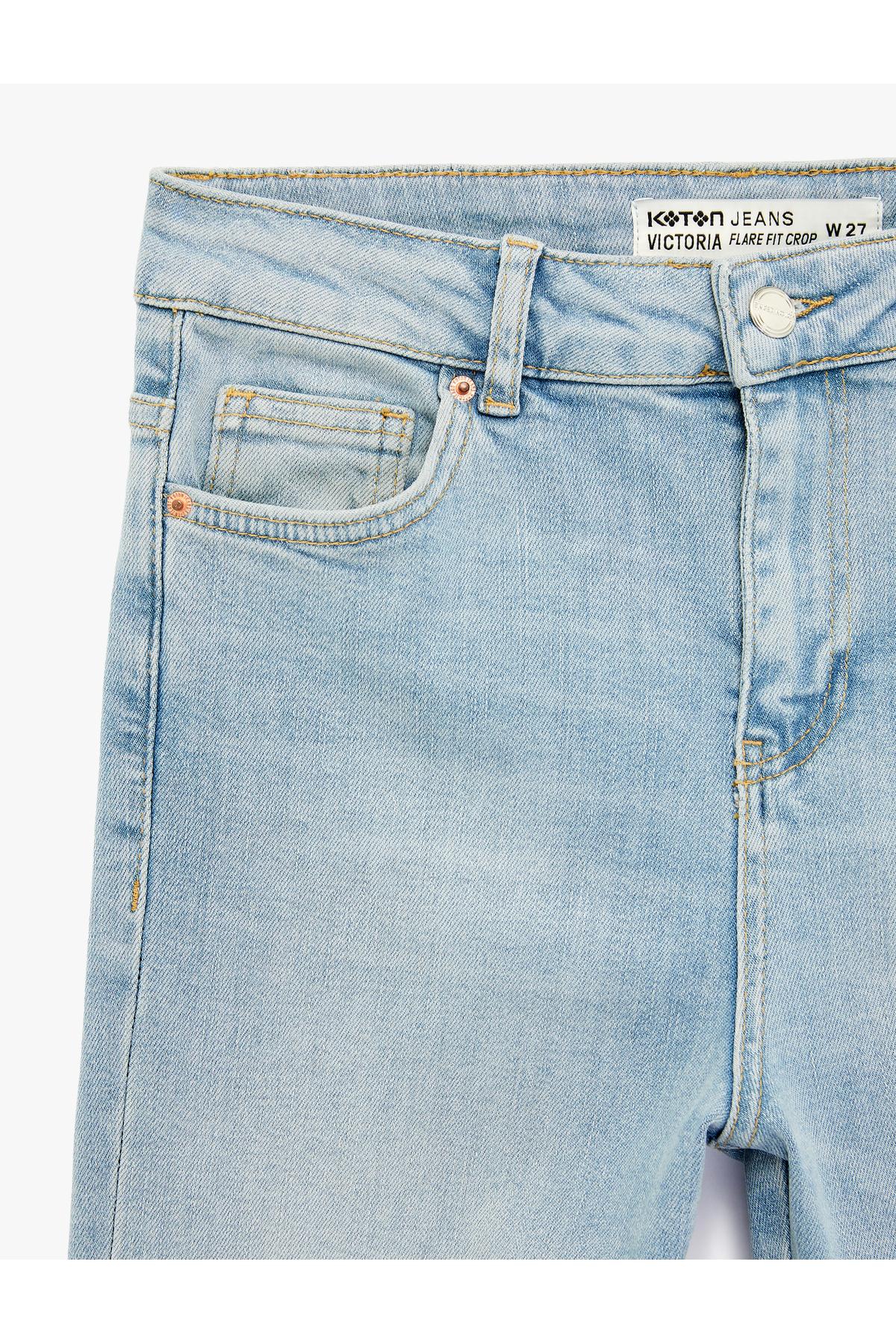 Normal Bel Dar Kesim Düğmeli Pamuklu İspanyol Paça Denim Pantolon - Flare Jeans