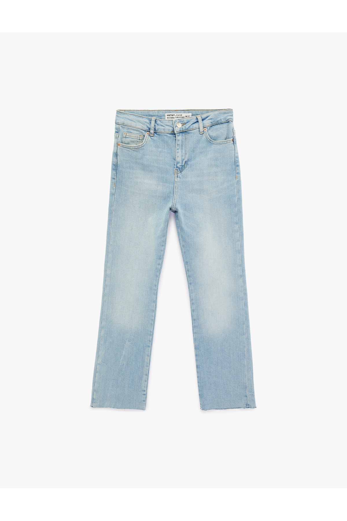 Normal Bel Dar Kesim Düğmeli Pamuklu İspanyol Paça Denim Pantolon - Flare Jeans