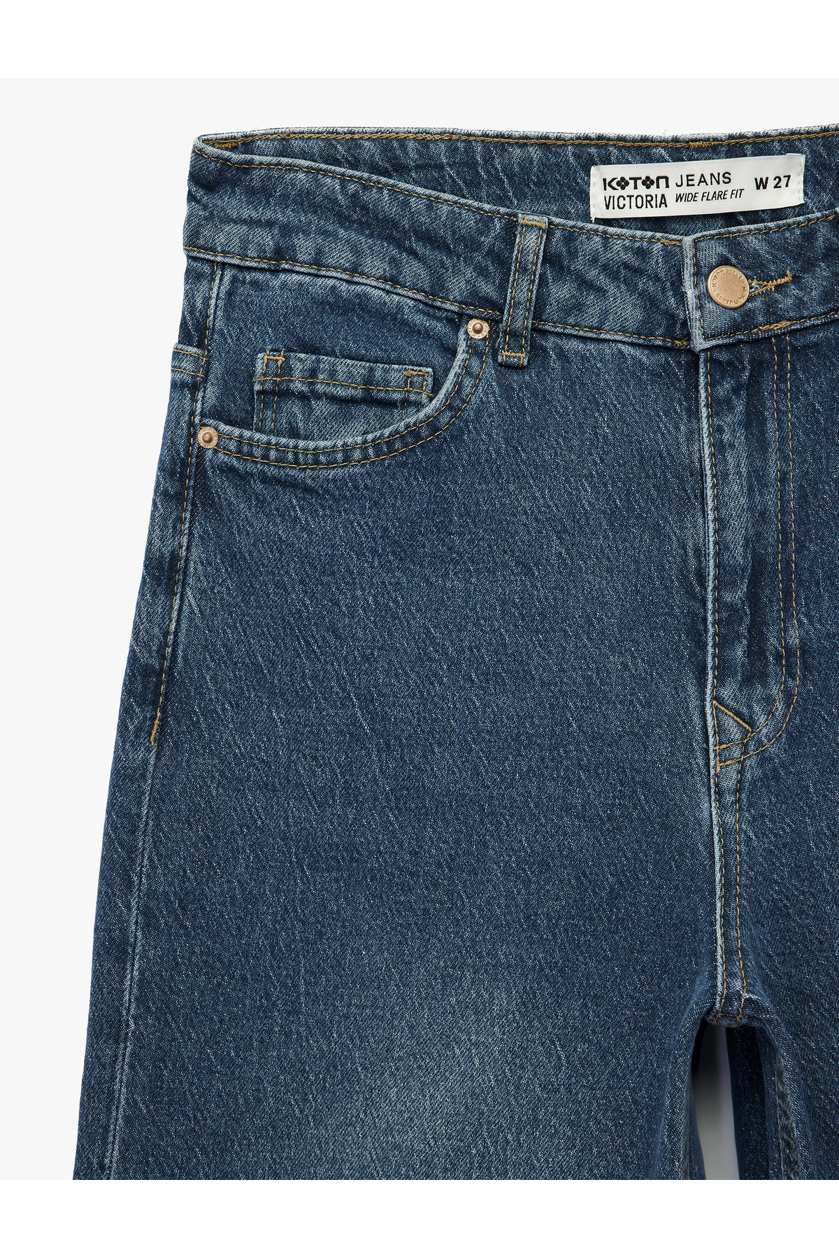 Normal Bel Düğmeli Cepli Geniş İspanyol Paça Jean Pantolon - Wide Flare Jean
