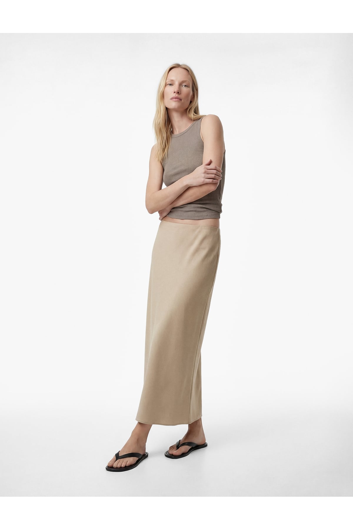 Normal Bel Midi Saten Çan Etek