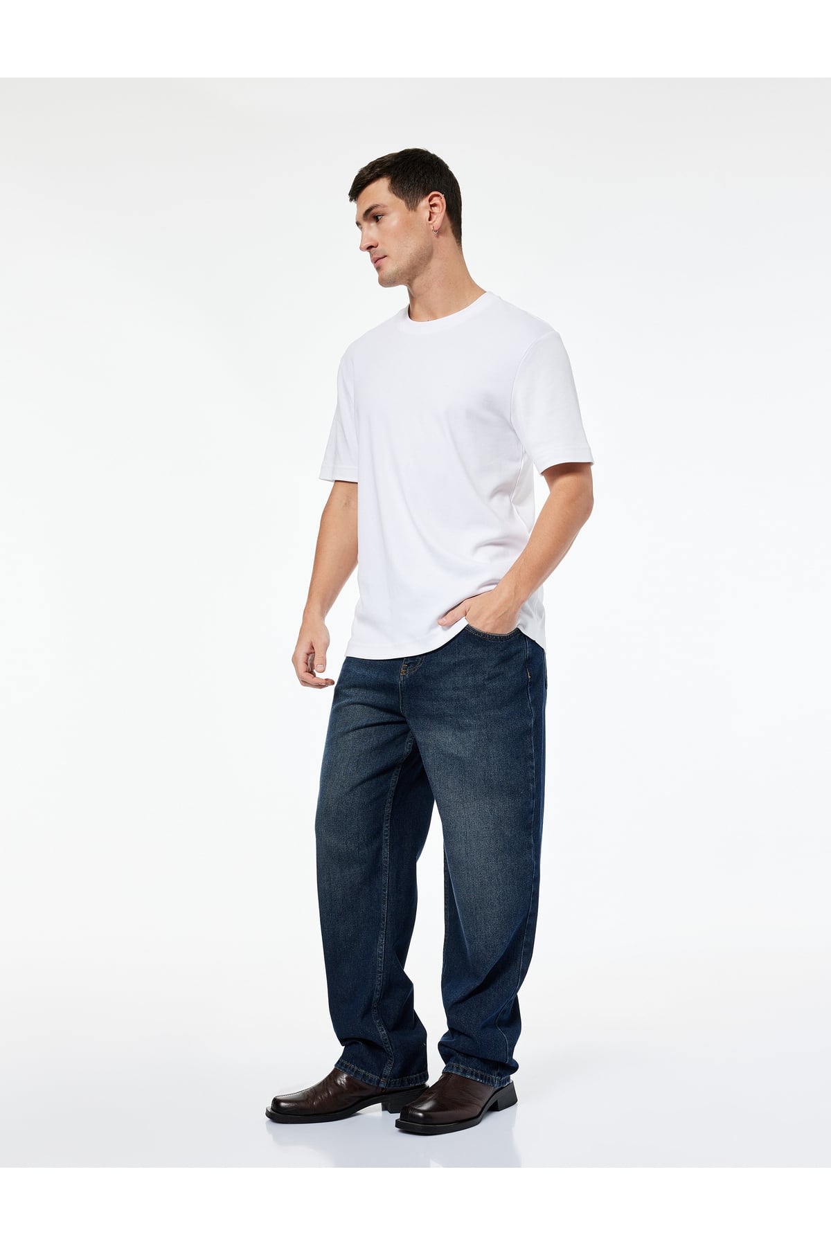 Normal Bel Pamuklu Bol Baggy Jean Pantolon