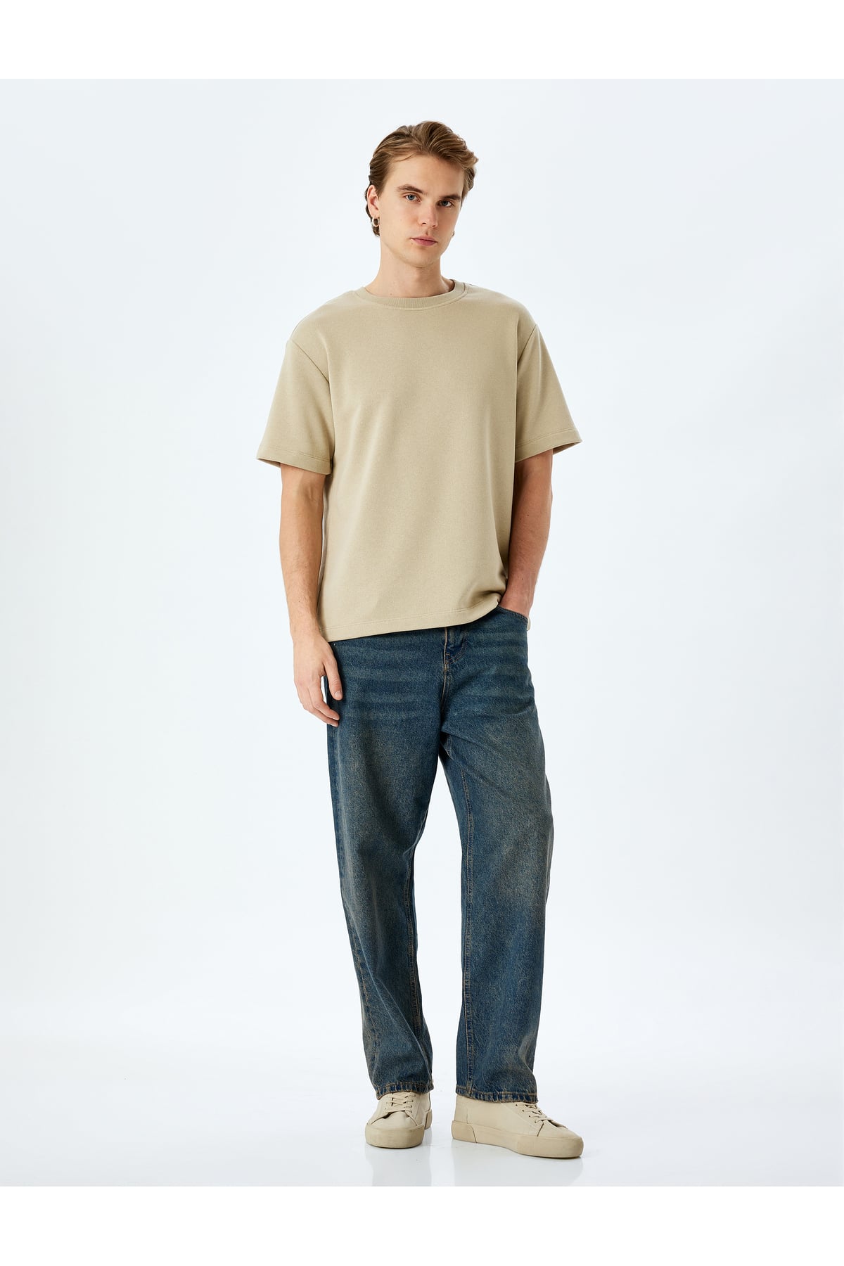 Normal Bel Pamuklu Bol Baggy Jean Pantolon