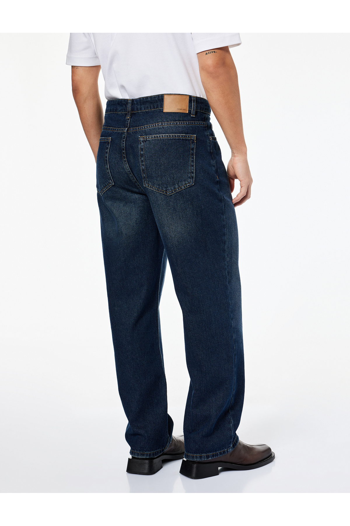 Normal Bel Pamuklu Bol Baggy Jean Pantolon