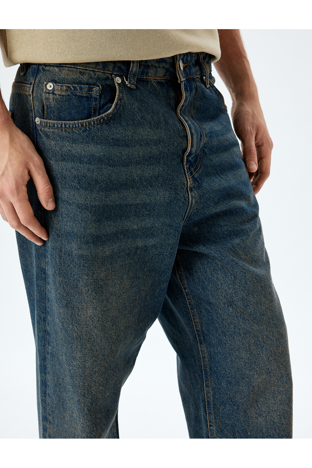 Normal Bel Pamuklu Bol Baggy Jean Pantolon