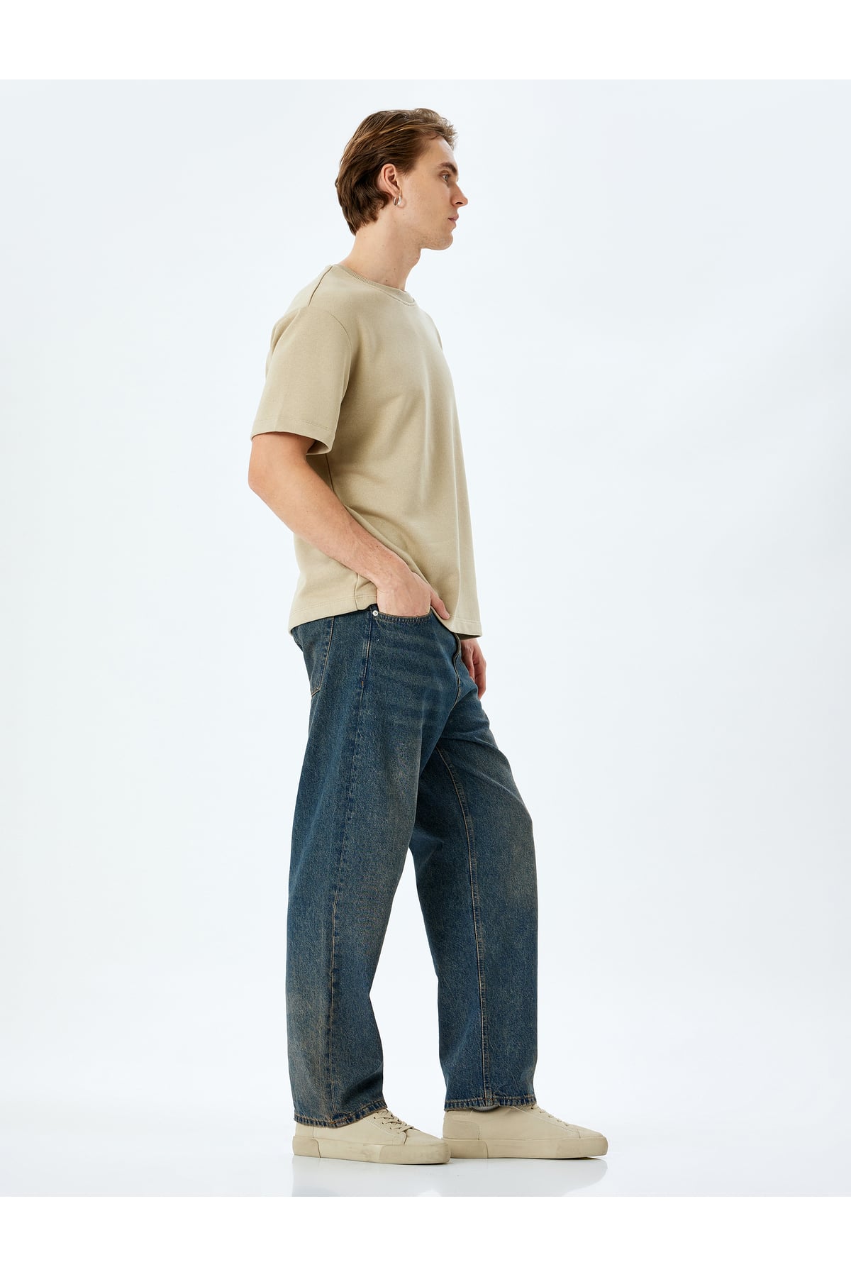 Normal Bel Pamuklu Bol Baggy Jean Pantolon