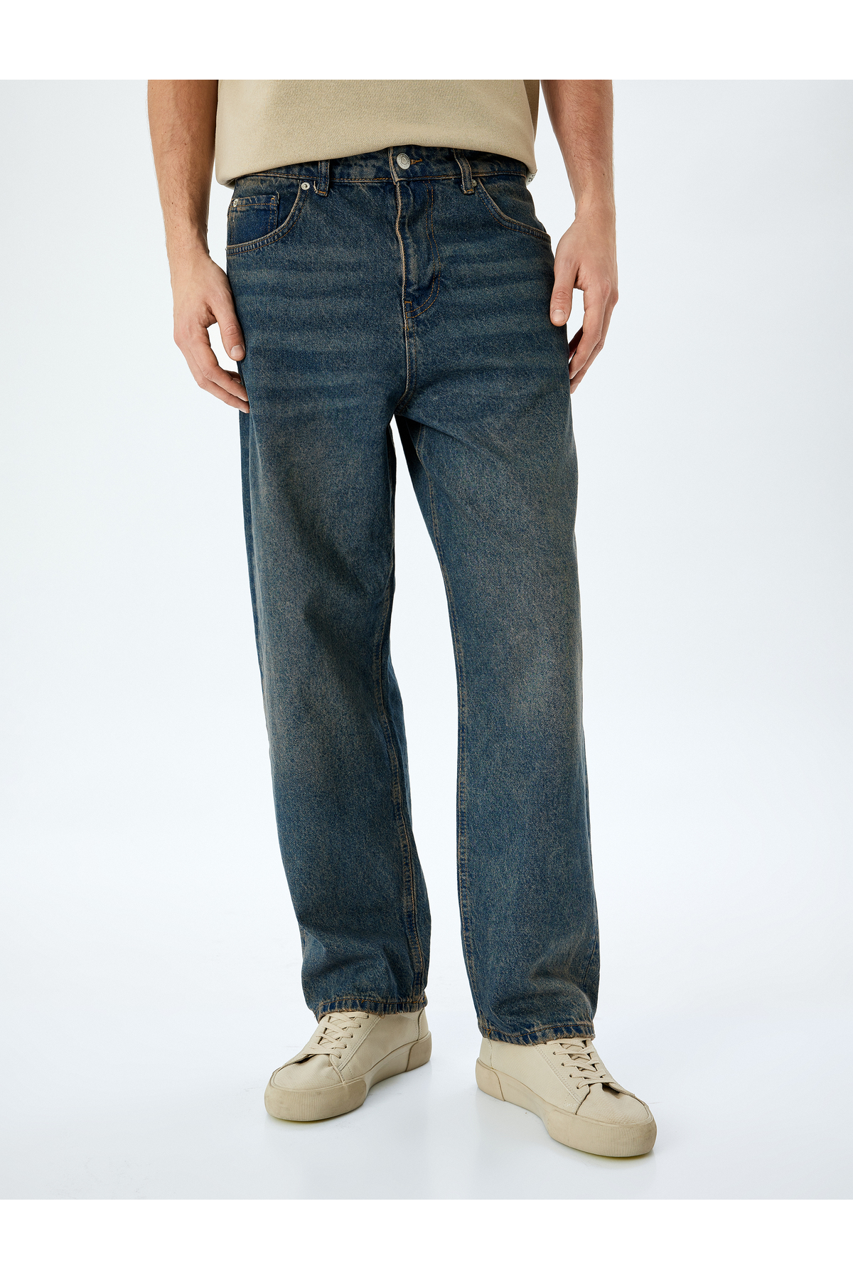 Normal Bel Pamuklu Bol Baggy Jean Pantolon