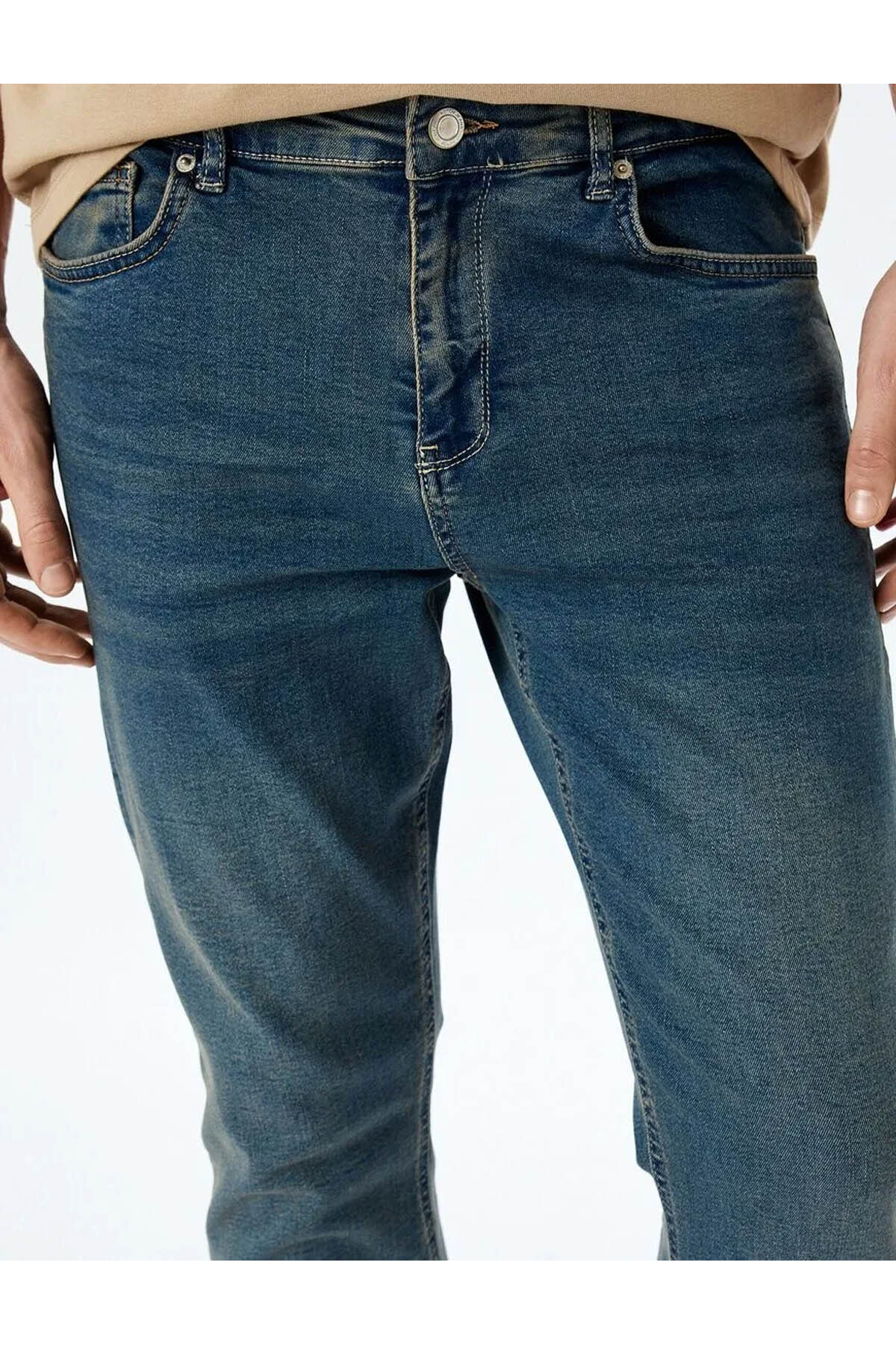 Normal Bel Pamuklu Cepli Slim Fit Jean Pantolon - Brad Jean
