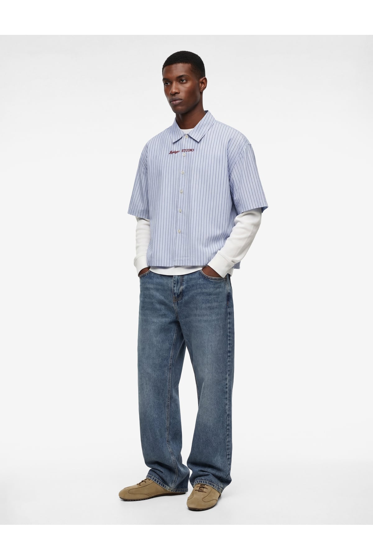 Normal Bel Pamuklu Cepli Vintage Straight Fit Jean Pantolon