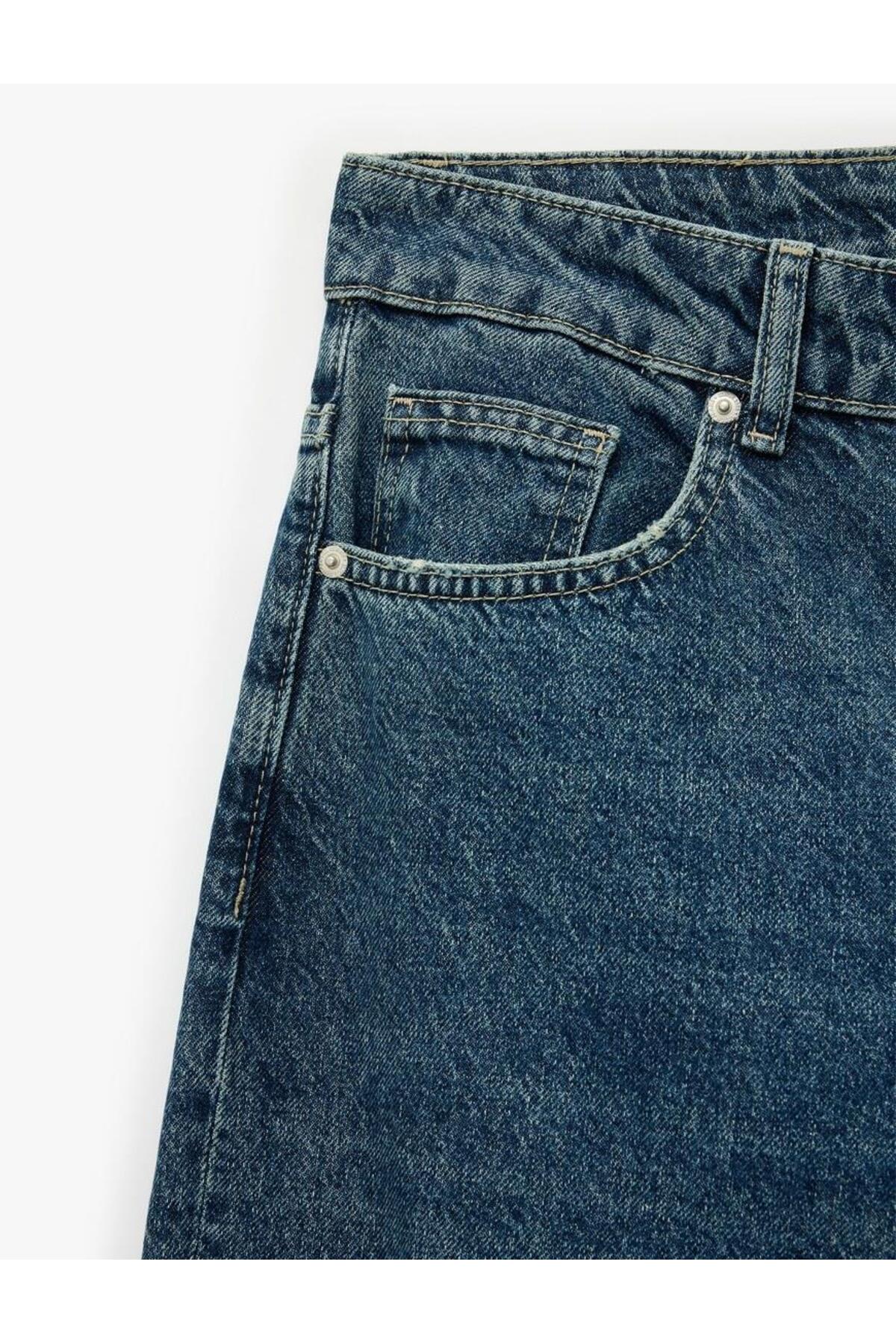 Normal Bel Pamuklu Cepli Vintage Straight Fit Jean Pantolon (AW 25)
