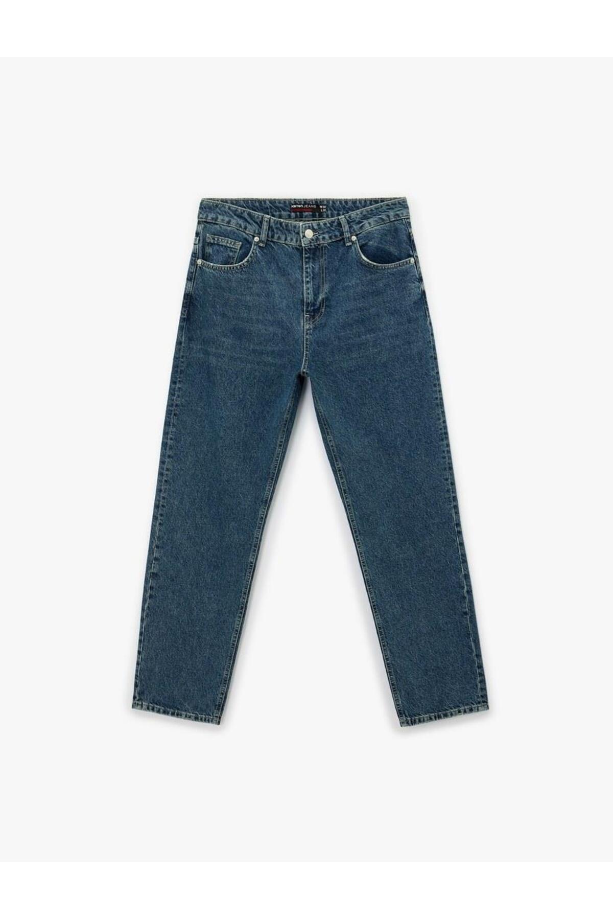 Normal Bel Pamuklu Cepli Vintage Straight Fit Jean Pantolon (AW 25)