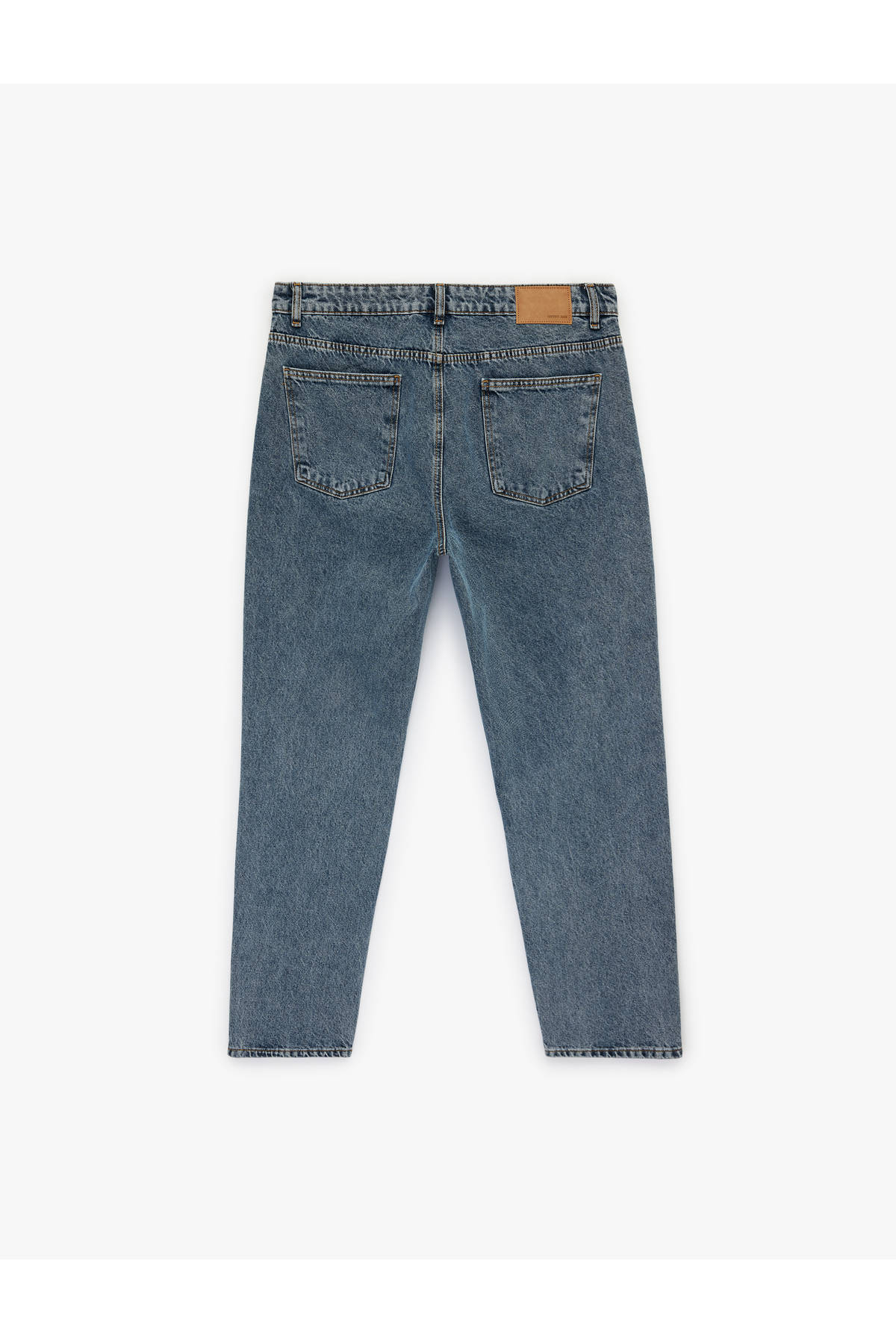 Normal Bel Pamuklu Cepli Vintage Straight Fit Jean Pantolon