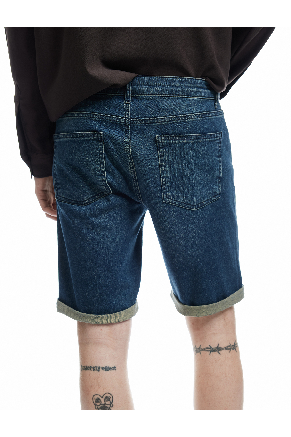 Normal Bel Pamuklu Katlamalı Paça Slim Fit Jean Şort