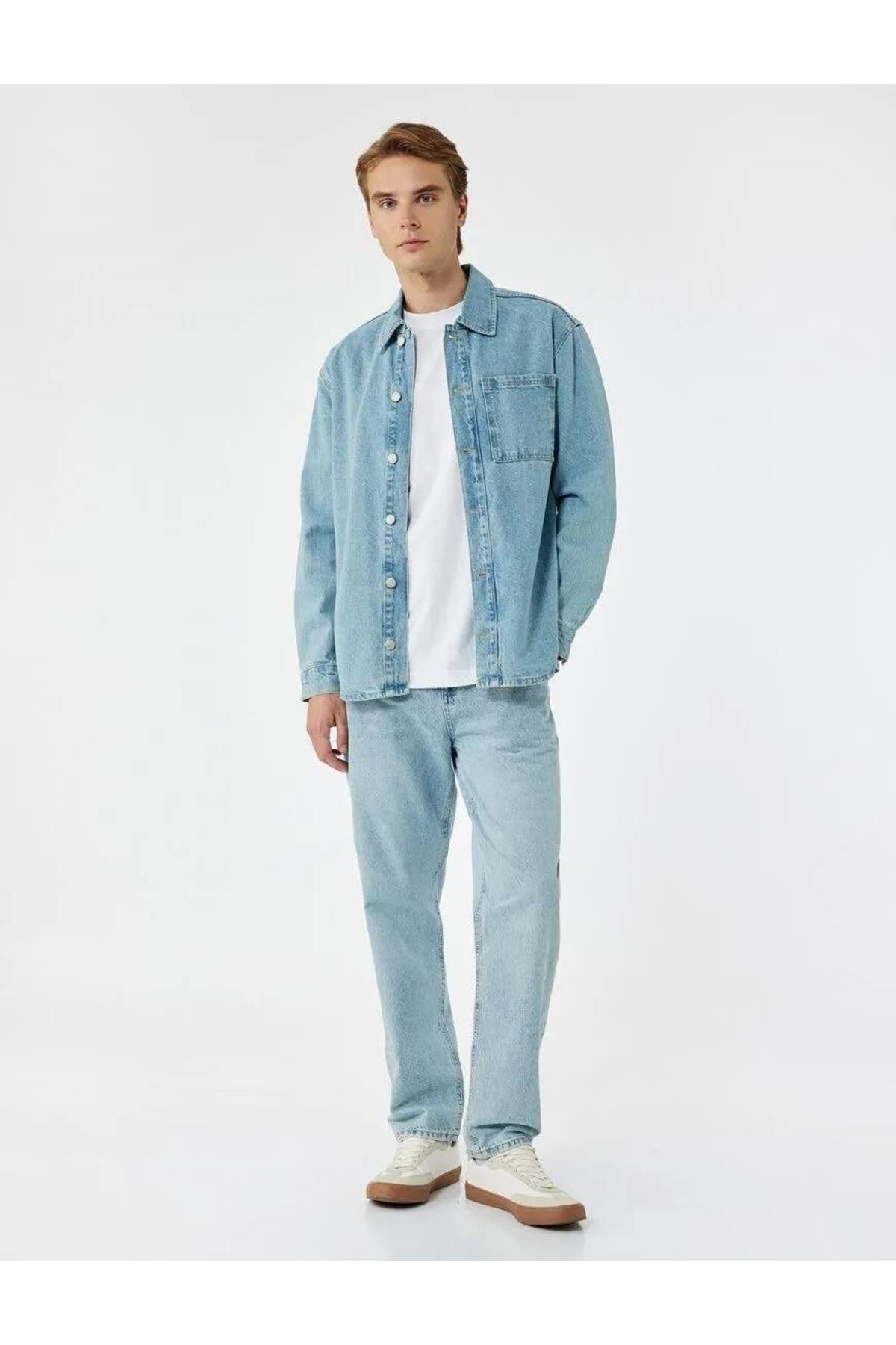 Normal Bel Pamuklu Vintage Straight Fit Jean Pantolon