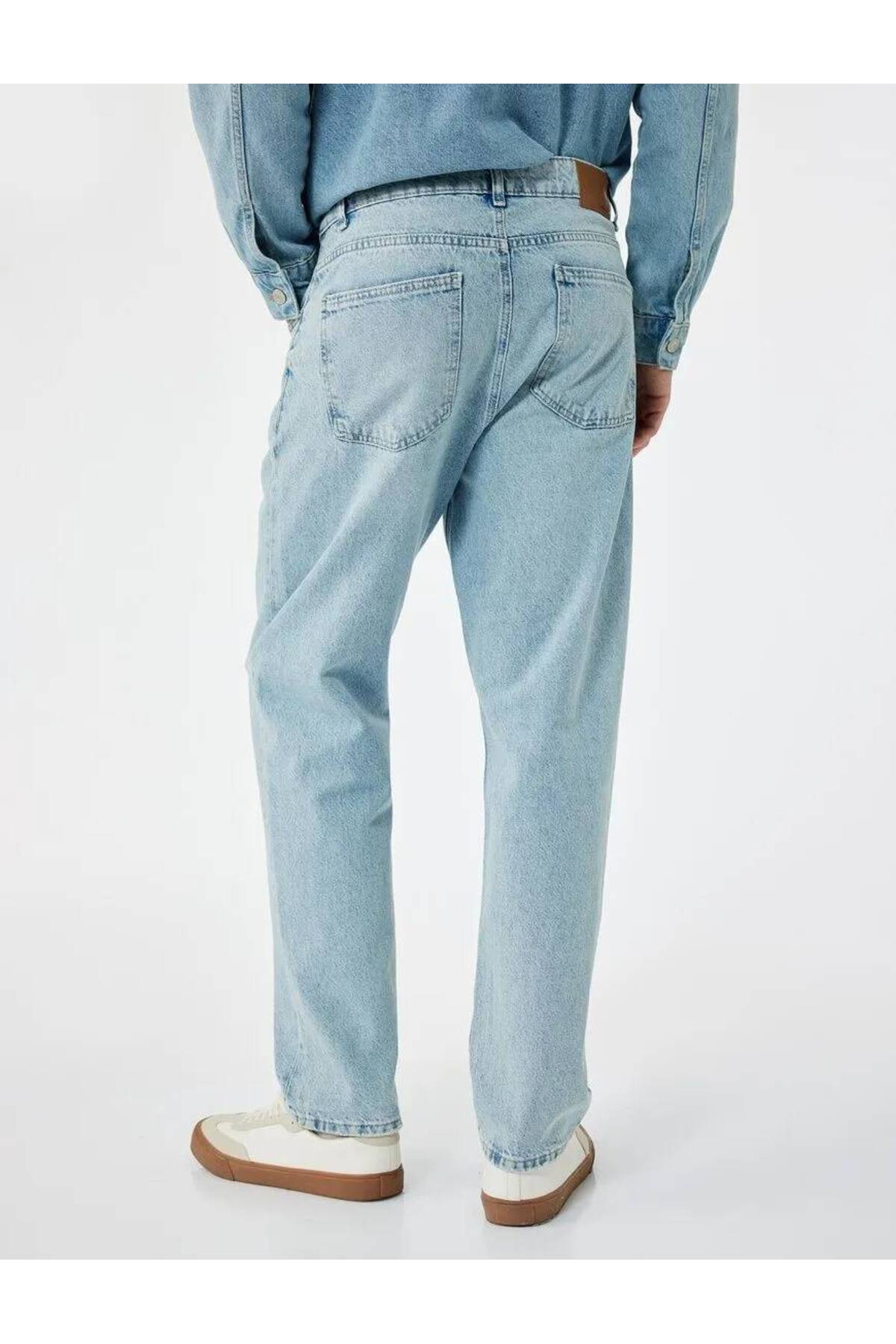 Normal Bel Pamuklu Vintage Straight Fit Jean Pantolon
