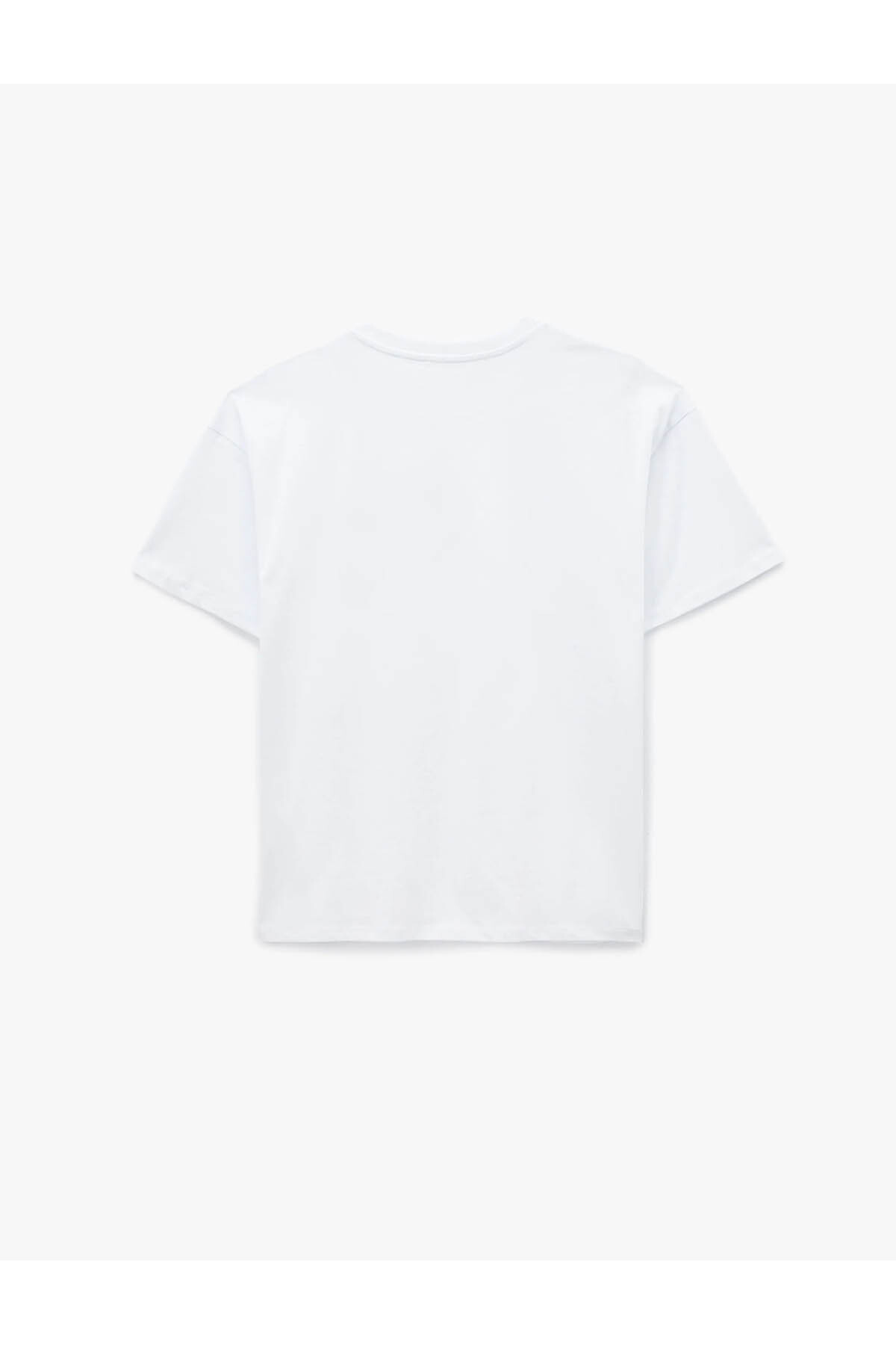 Ördek Nakışlı Oversize Ekru Kadın T-Shirt 6SAL10072IK
