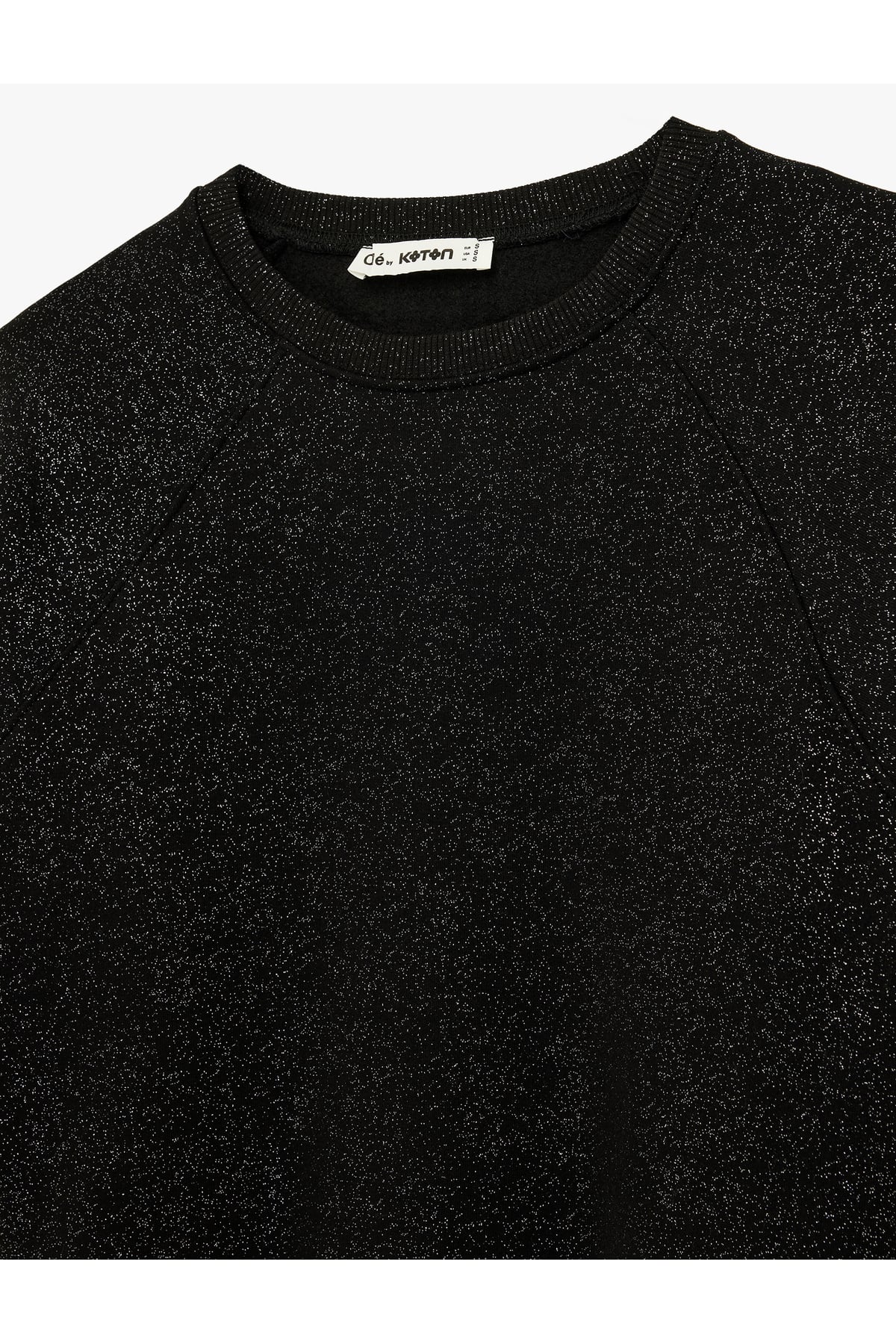 Oversize Uzun Kollu Simli Bisiklet Yaka Sweatshirt