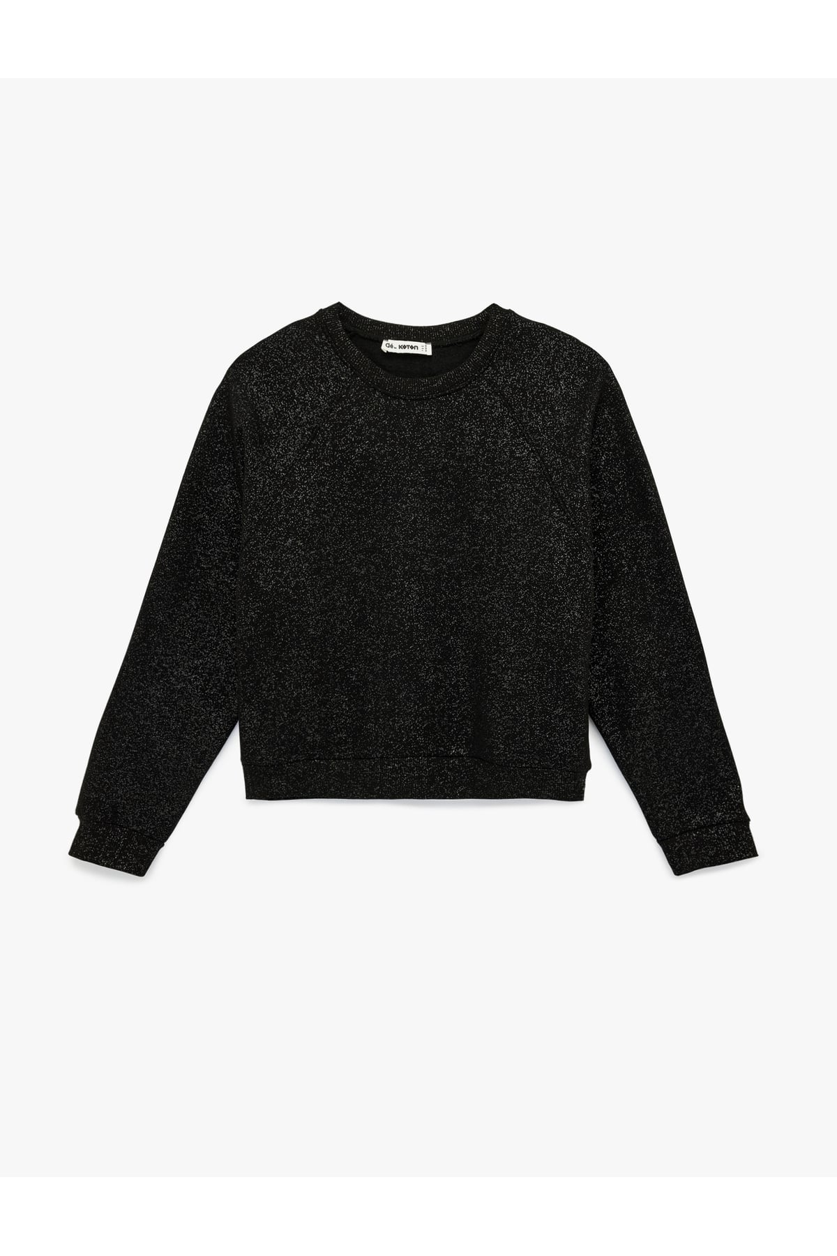 Oversize Uzun Kollu Simli Bisiklet Yaka Sweatshirt