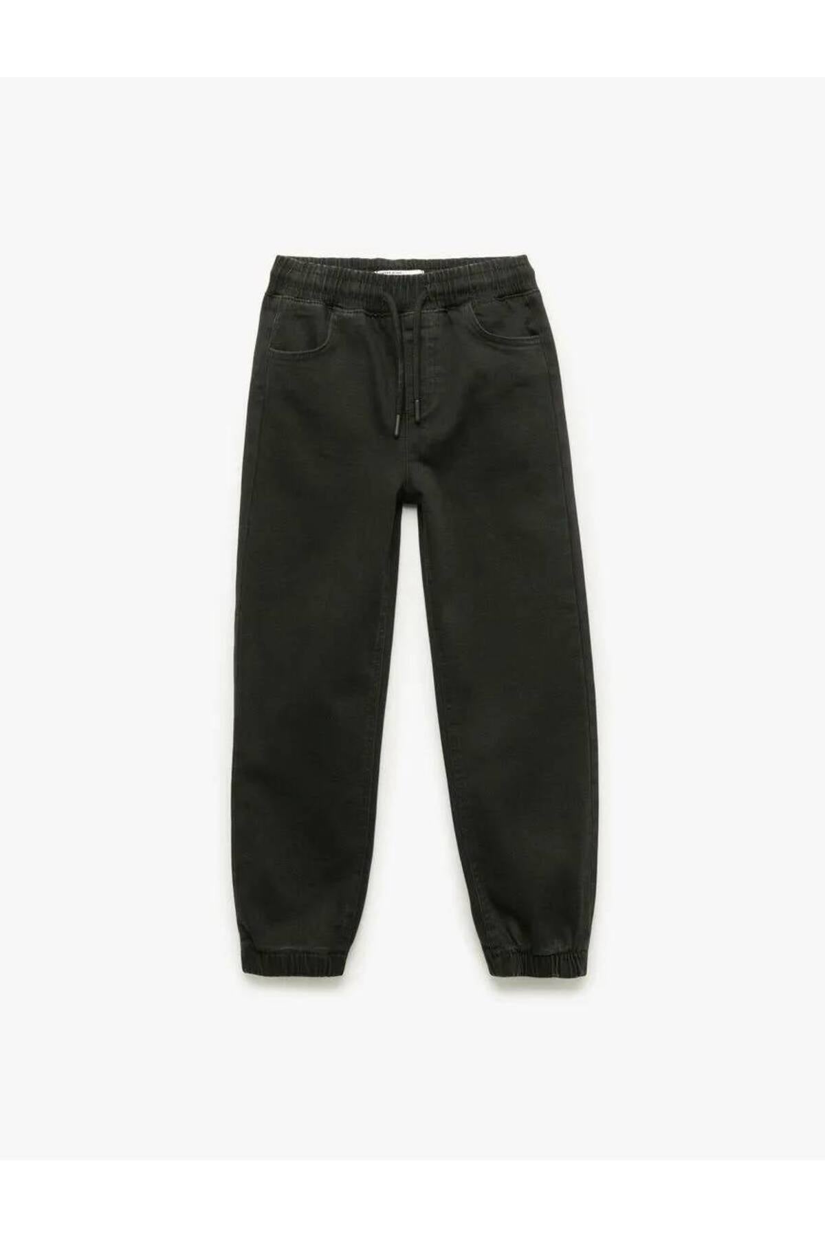 Pamuklu Beli Bağcıklı Jogger Denim Pantolon