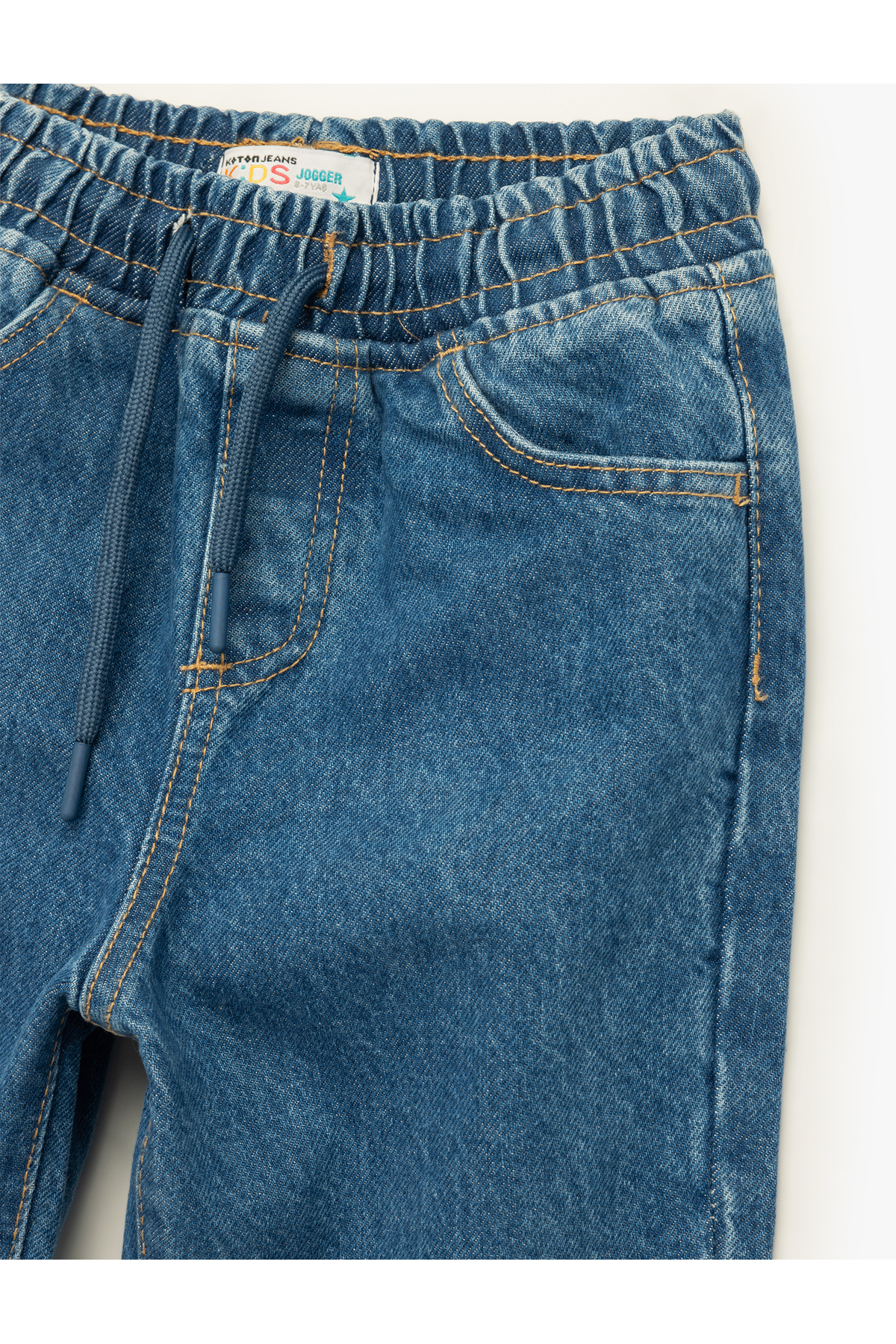 Pamuklu Beli Bağcıklı Rahat Kalıp Cep Detaylı Jogger Jean Pantolon