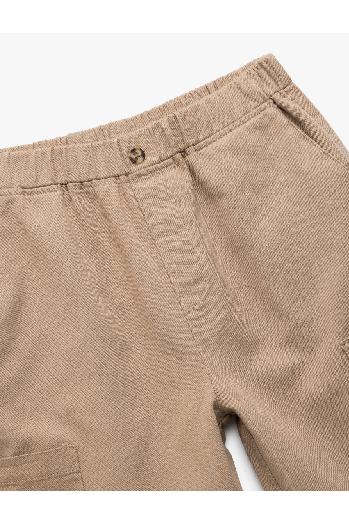 Pamuklu Beli Lastikli Gabardin Cepli Kargo Bermuda Şort