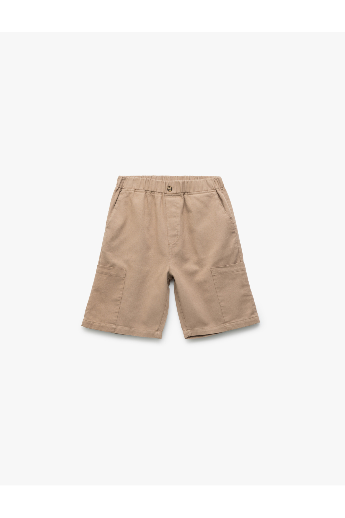 Pamuklu Beli Lastikli Gabardin Cepli Kargo Bermuda Şort