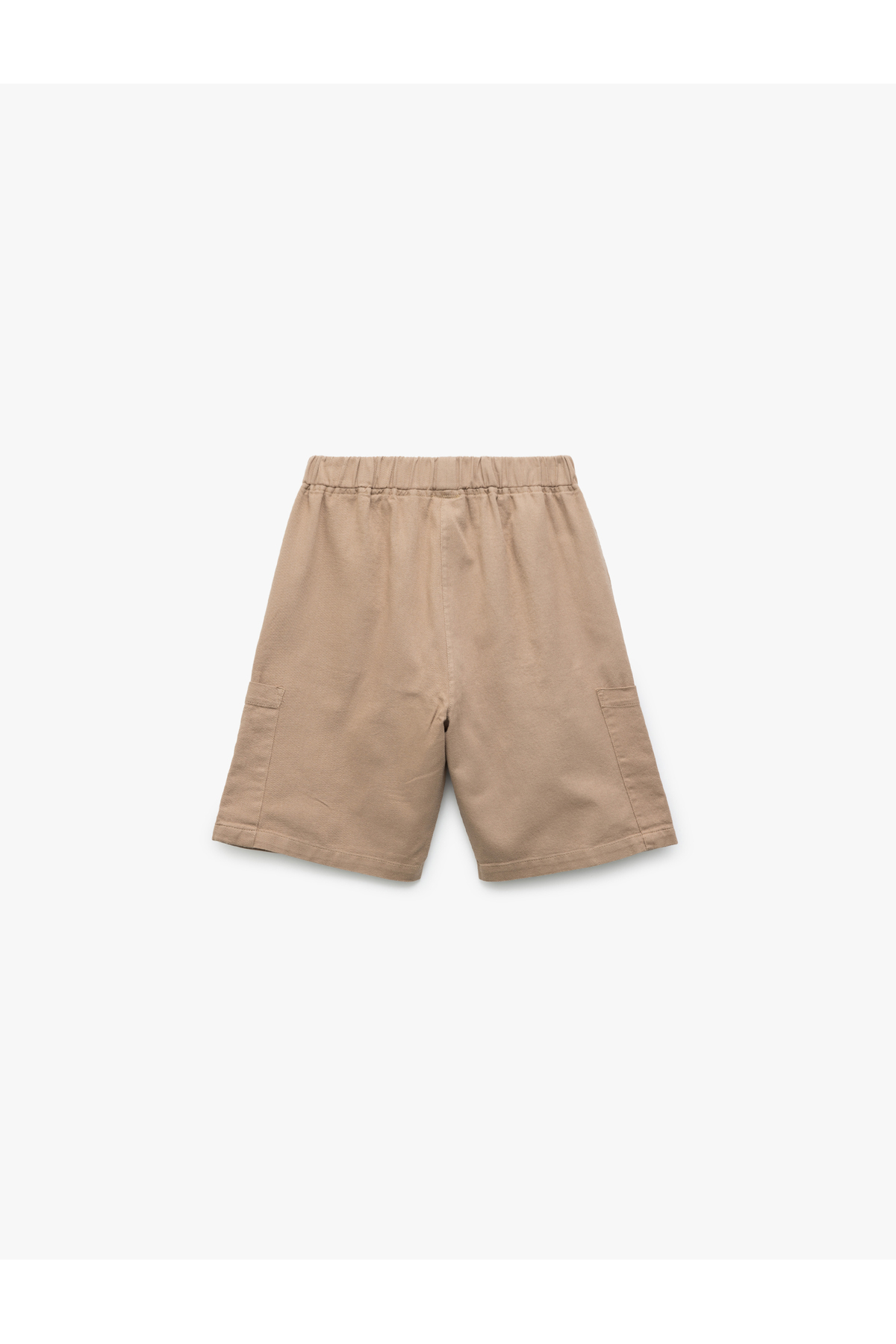 Pamuklu Beli Lastikli Gabardin Cepli Kargo Bermuda Şort