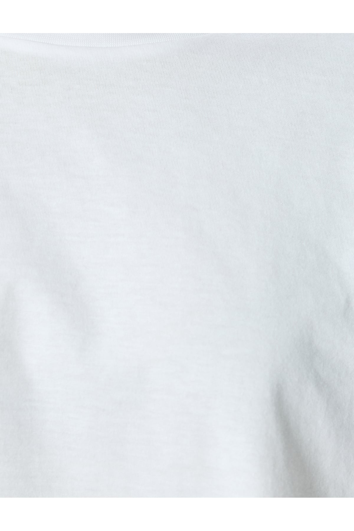 Pamuklu Bisiklet Yaka Kısa Kollu Crop Tişört