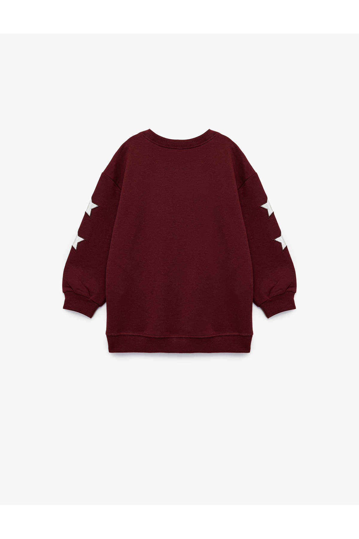 Pamuklu Bisiklet Yaka Şardonlu Pullu Yıldız İşlemeli Sweatshirt