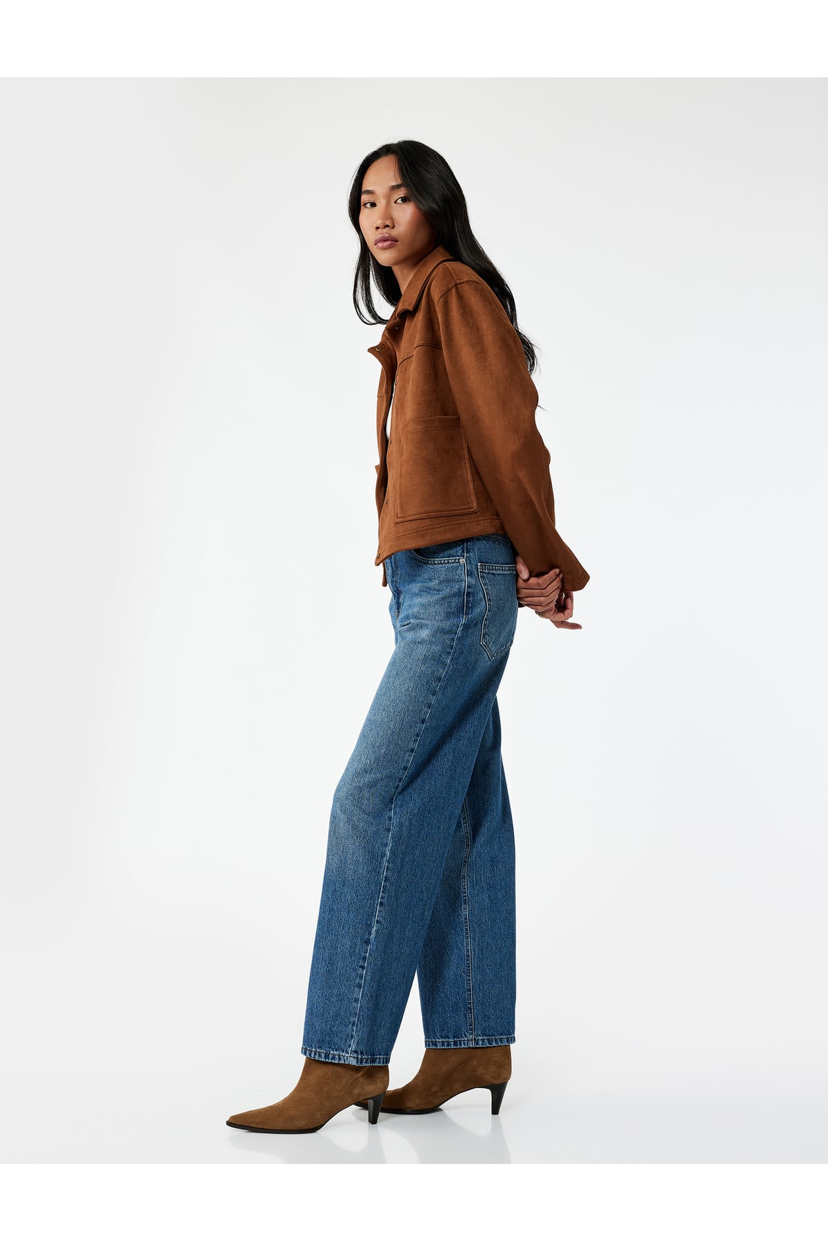Pamuklu Bol Kalıp Düğmeli Cep Detaylı Baggy Jean Pantolon - Baggy Jeans