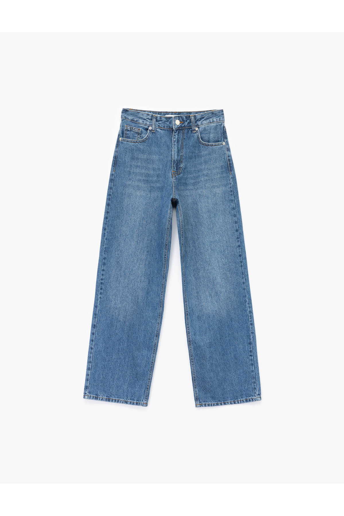 Pamuklu Bol Kalıp Düğmeli Cep Detaylı Baggy Jean Pantolon - Baggy Jeans