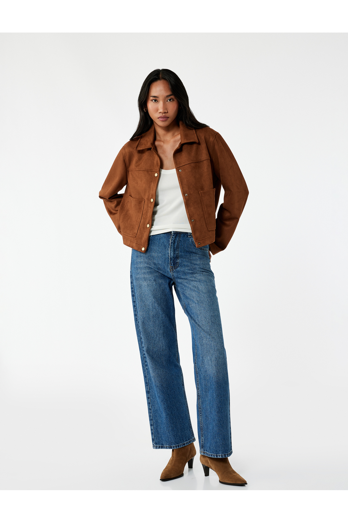 Pamuklu Bol Kalıp Düğmeli Cep Detaylı Baggy Jean Pantolon - Baggy Jeans